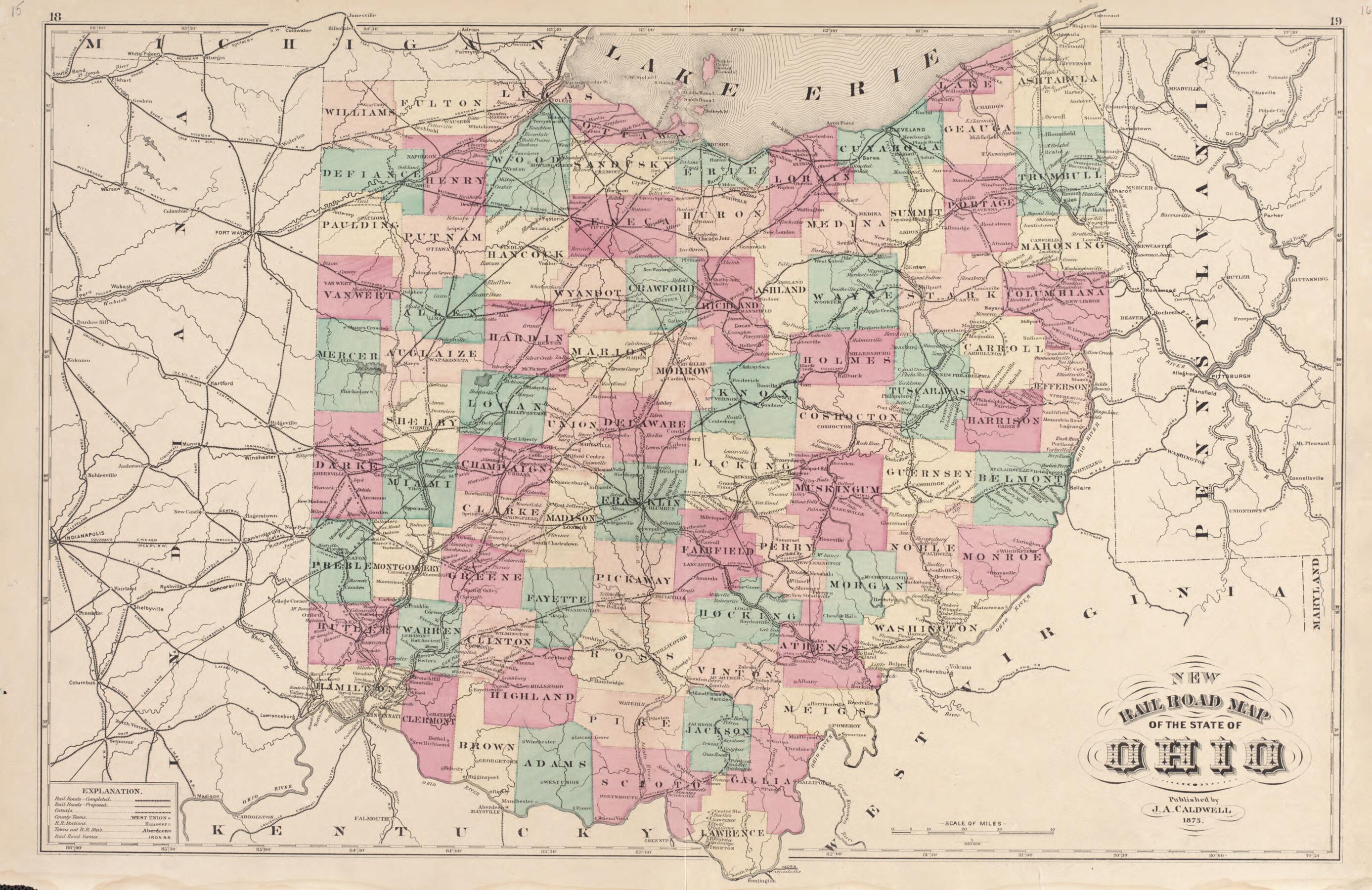 This old map of Railroad Map of the State of Ohio from Caldwell&