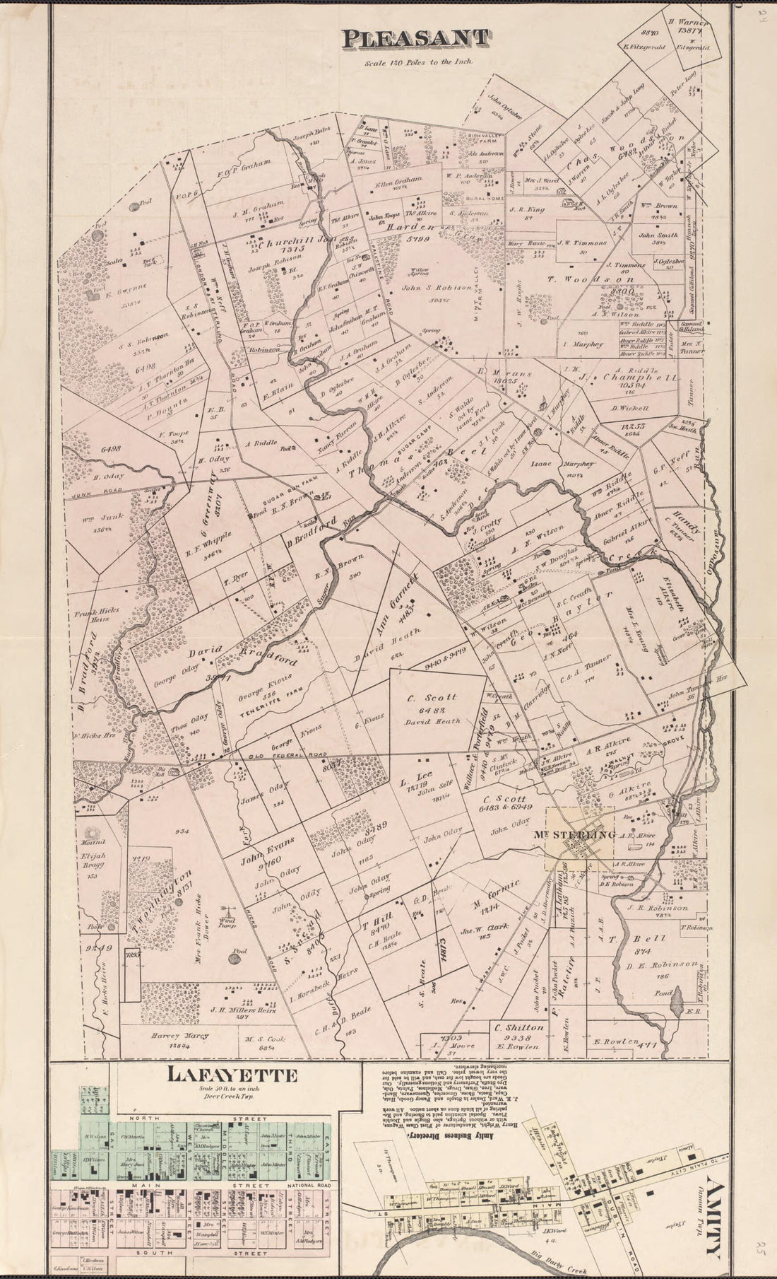 This old map of Pleasant, Lafayette, Amity from Caldwell&
