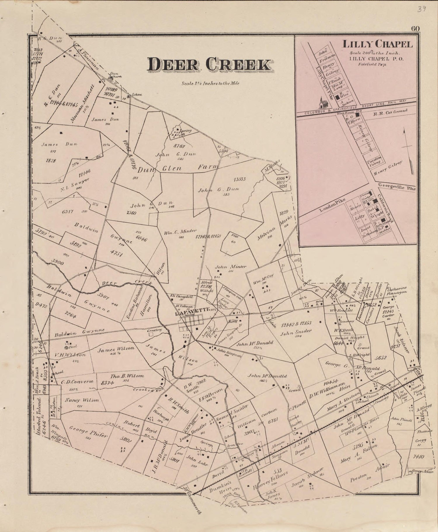This old map of Deer Creek, Lilly Chapel from Caldwell&