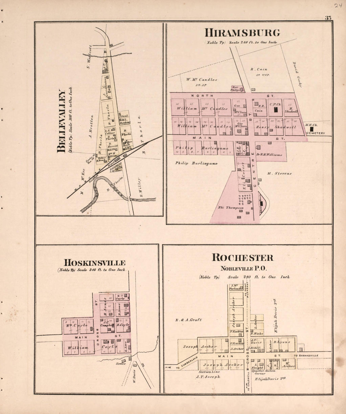 This old map of Brookfield from Centennial Atlas of Noble County, Ohio from 1876 was created by  Worley &amp; Bracher in 1876