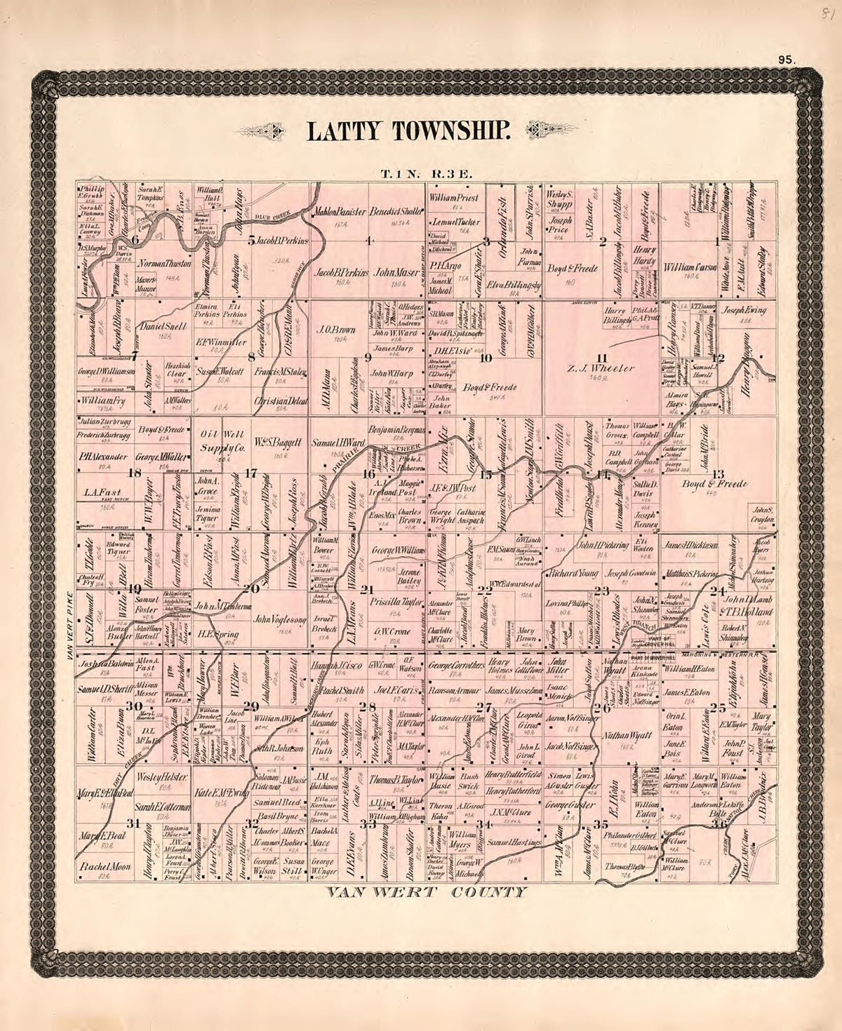 Latty Township from Historical Atlas of Paulding County, Ohio, Illustrated 1892 by Relic Map Company