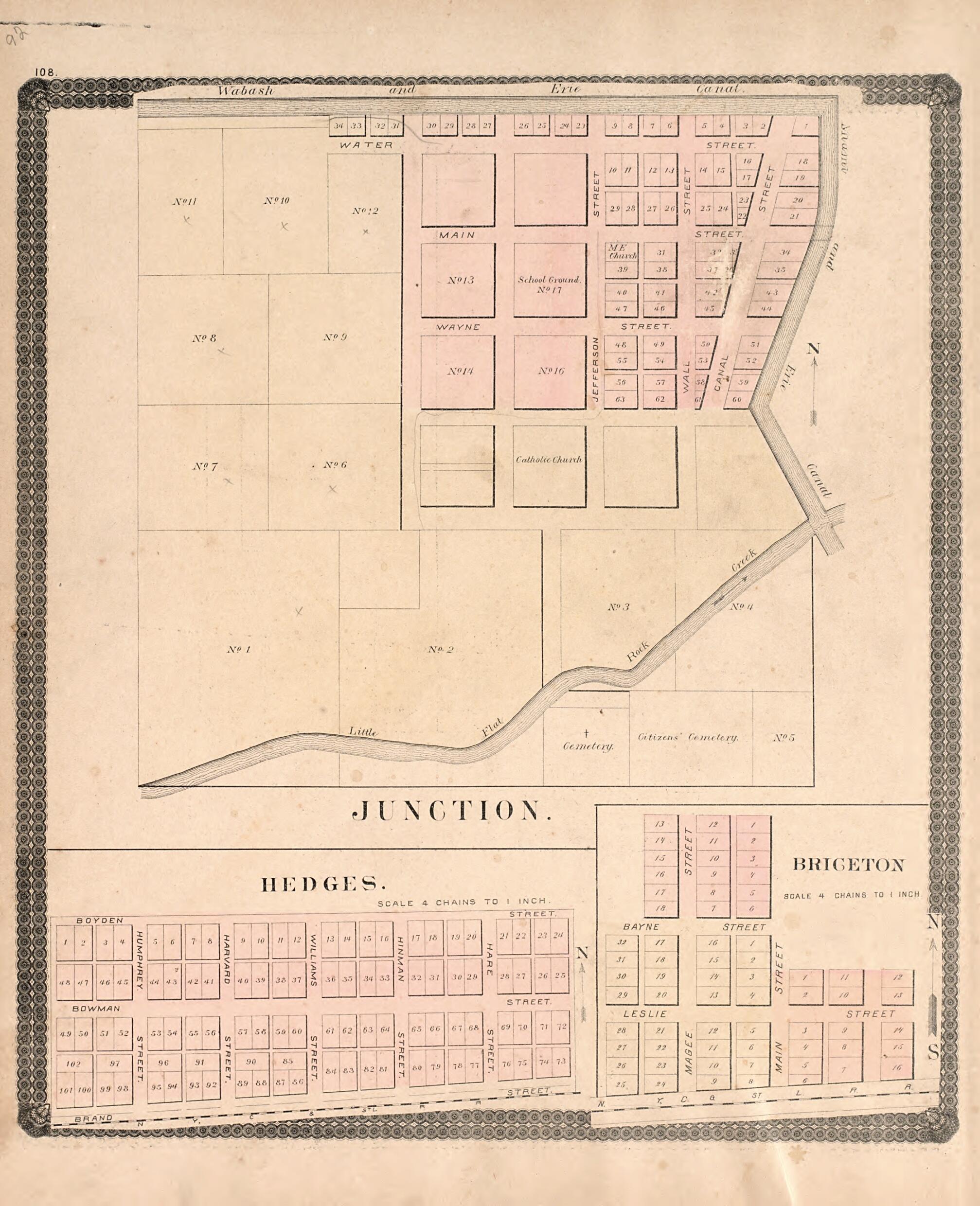 This old map of Junction; Hedges; Brigeton from Historical Atlas of Paulding County, Ohio, Illustrated from 1892 was created by O. (Oliver) Morrow in 1892