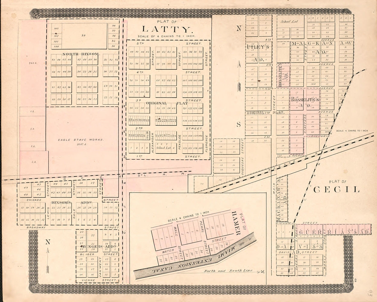 This old map of Latty; Cecil from Historical Atlas of Paulding County, Ohio, Illustrated from 1892 was created by O. (Oliver) Morrow in 1892