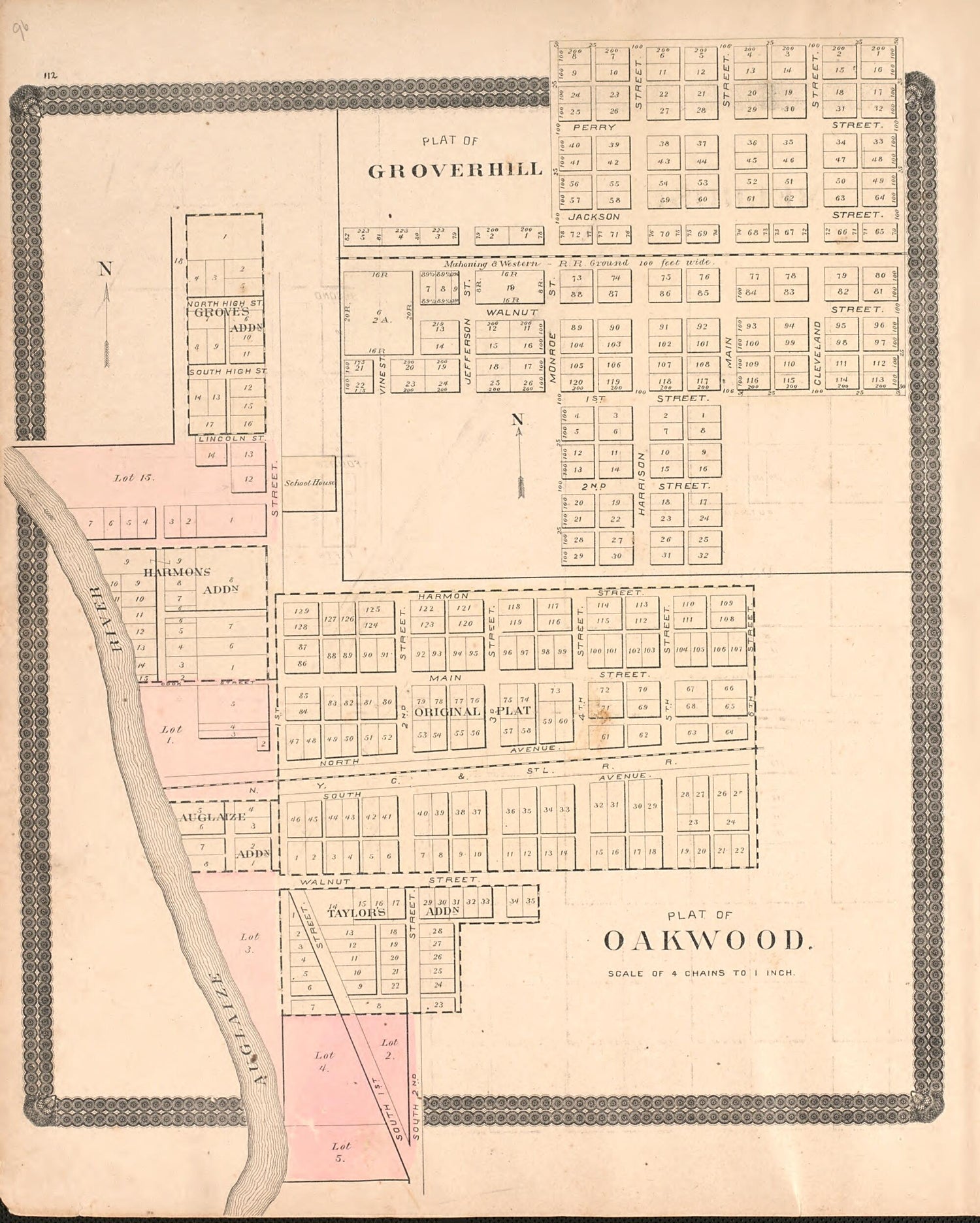 This old map of Groverville; Oakwood from Historical Atlas of Paulding County, Ohio, Illustrated from 1892 was created by O. (Oliver) Morrow in 1892