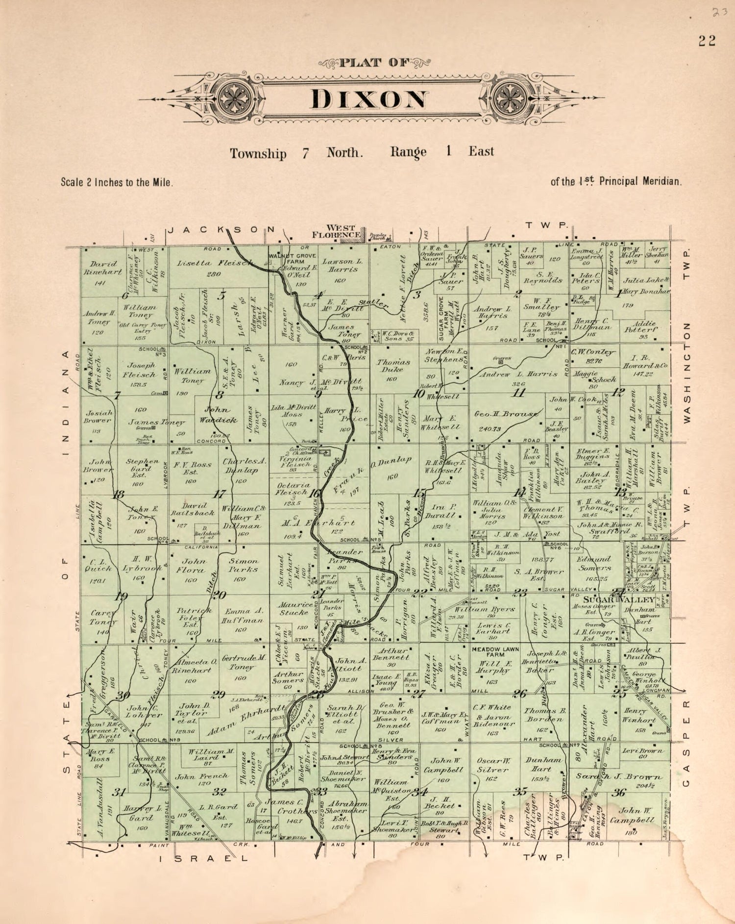 This old map of Dixon from Plat Book of Preble County, Ohio from 1912 was created by Albert Volk in 1912