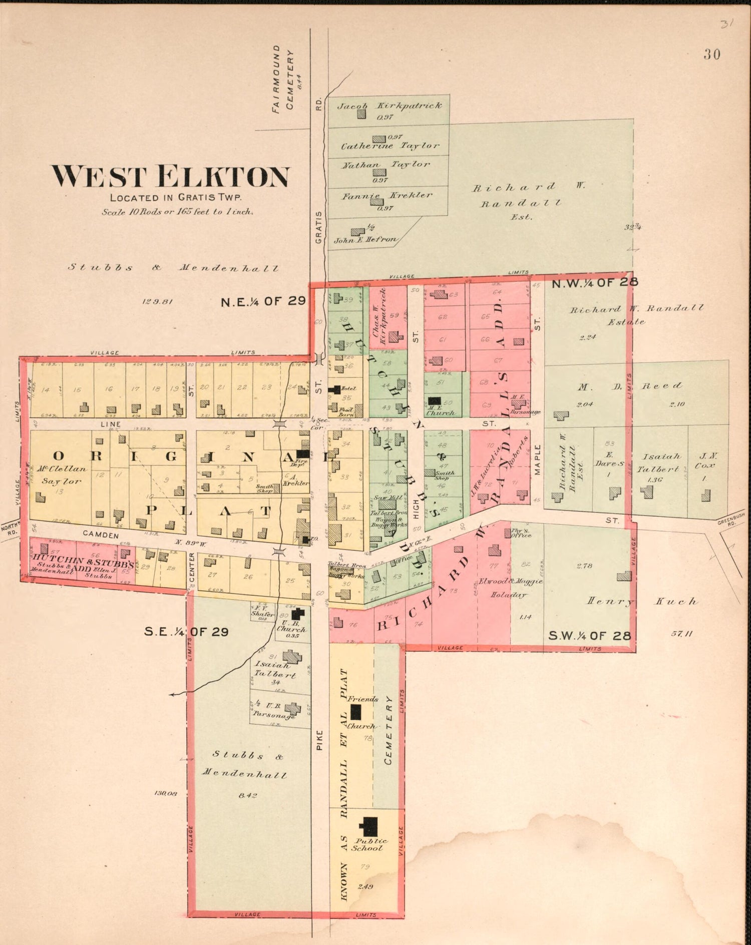 This old map of West Elkton from Plat Book of Preble County, Ohio from 1912 was created by Albert Volk in 1912