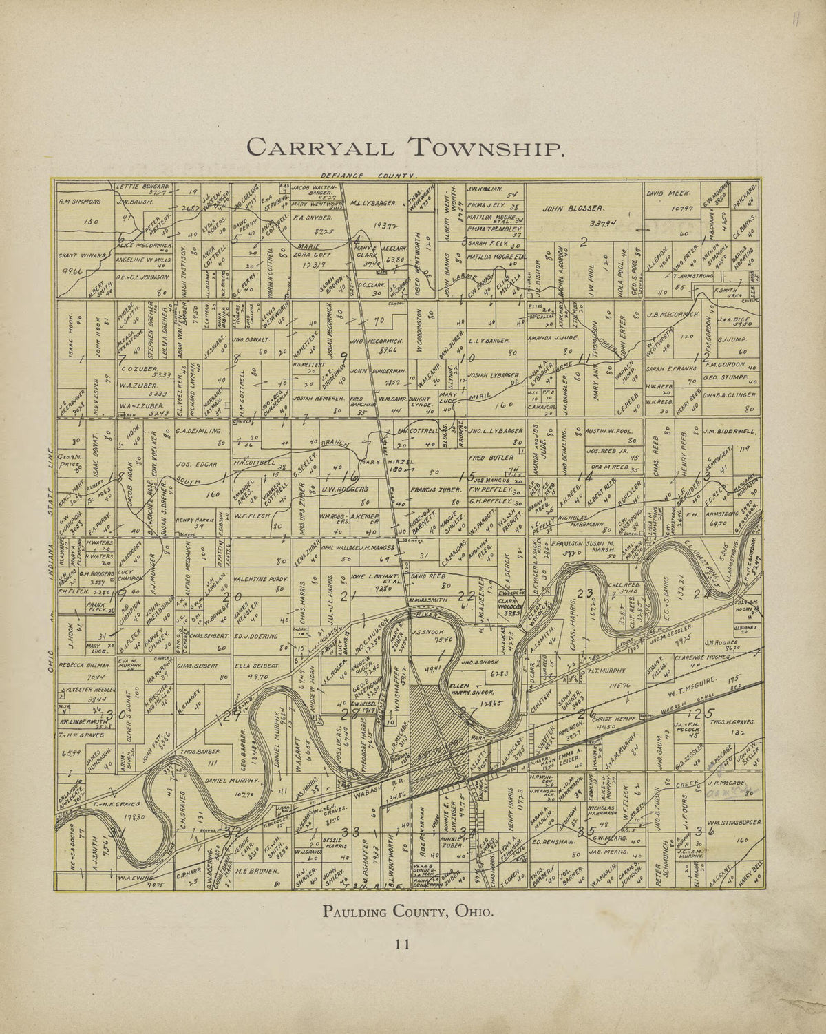 Carryall Township from Paulding County Atlas and Directory 1905 by Relic Map Company