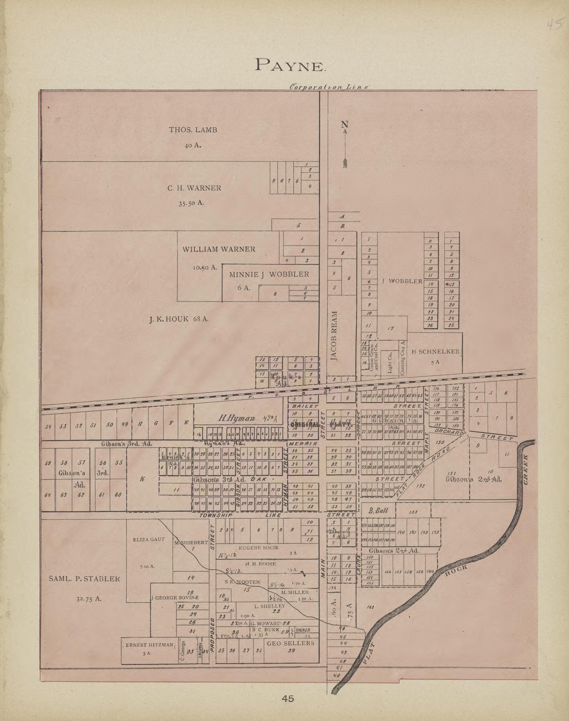 This old map of Payne from Paulding County Atlas and Directory from 1905 was created by O. (Oliver) Morrow in 1905