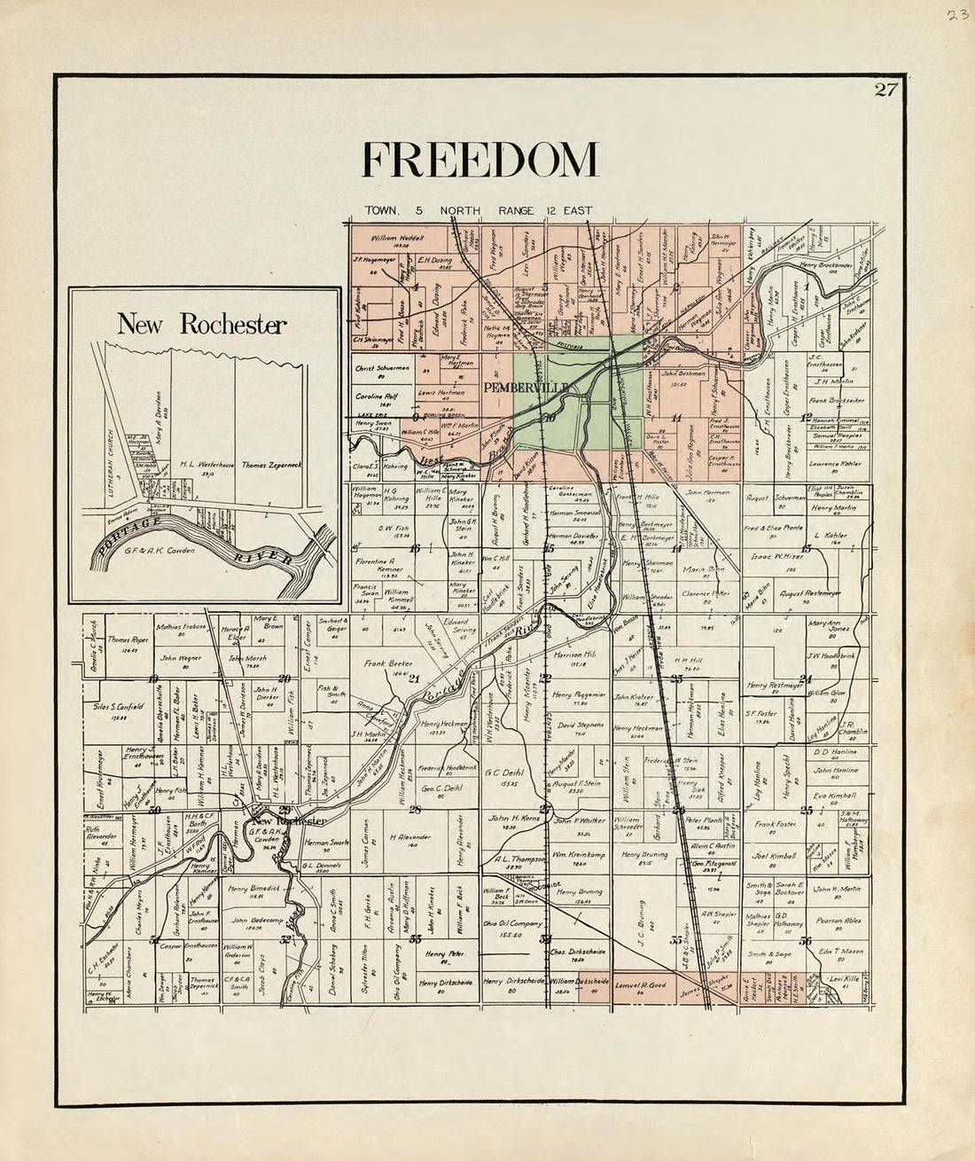 This old map of Freedom from an Atlas of Wood County, Ohio from 1912 was created by  Maumee Valley Map Co in 1912