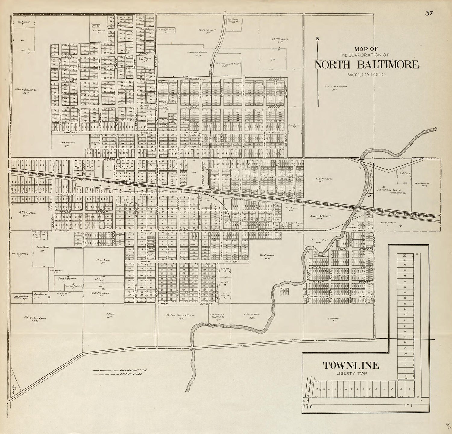 This old map of Map of the Corporation of North Baltimore Wood Co. of Ohio from an Atlas of Wood County, Ohio from 1912 was created by  Maumee Valley Map Co in 1912