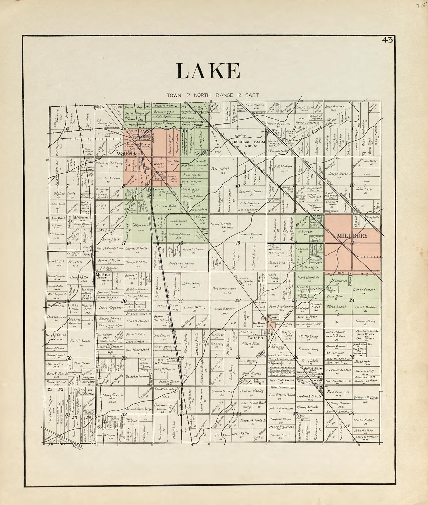 This old map of Lake from an Atlas of Wood County, Ohio from 1912 was created by  Maumee Valley Map Co in 1912