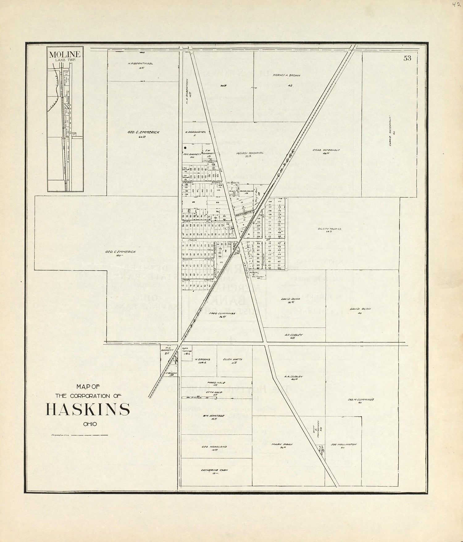 This old map of Map of the Corporation of Haskins, Ohio from an Atlas of Wood County, Ohio from 1912 was created by  Maumee Valley Map Co in 1912