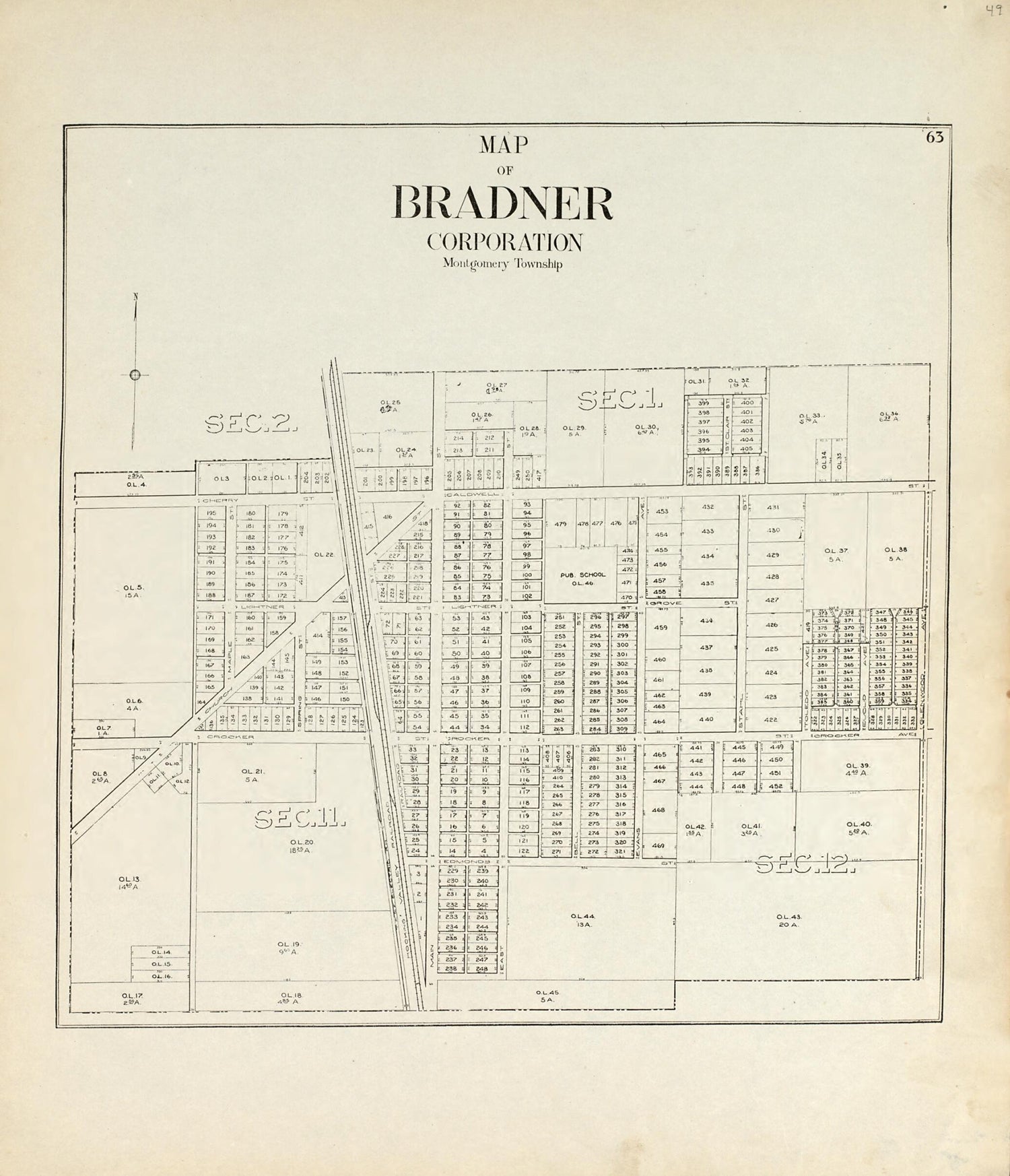 This old map of Map of Bradner Corporation, Montgomery Township from an Atlas of Wood County, Ohio from 1912 was created by  Maumee Valley Map Co in 1912