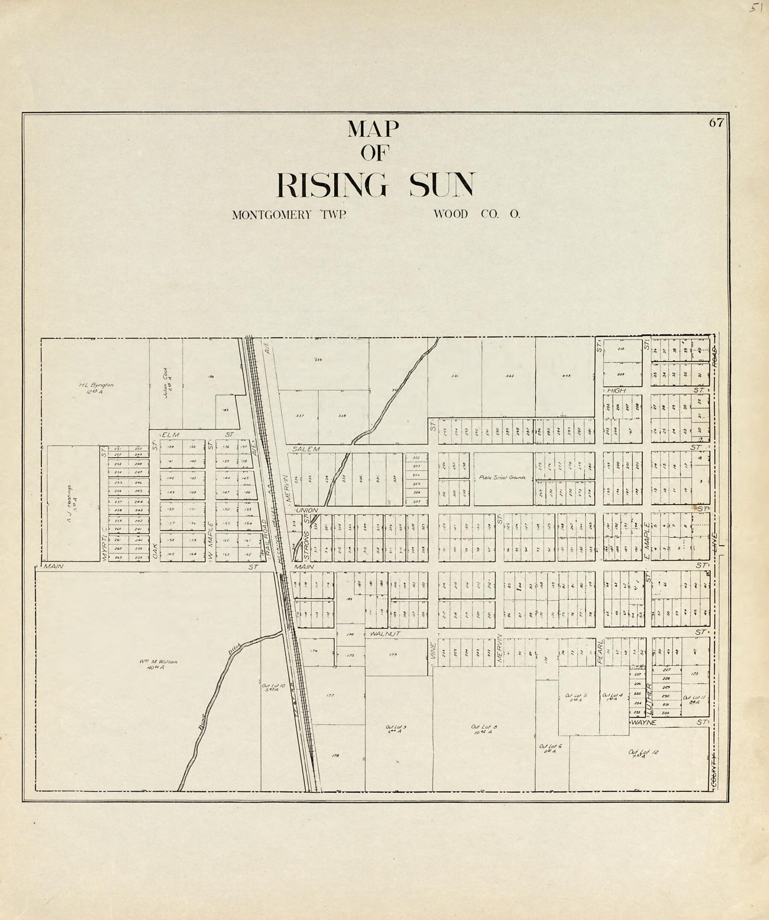 This old map of Map of Rising Sun from an Atlas of Wood County, Ohio from 1912 was created by  Maumee Valley Map Co in 1912