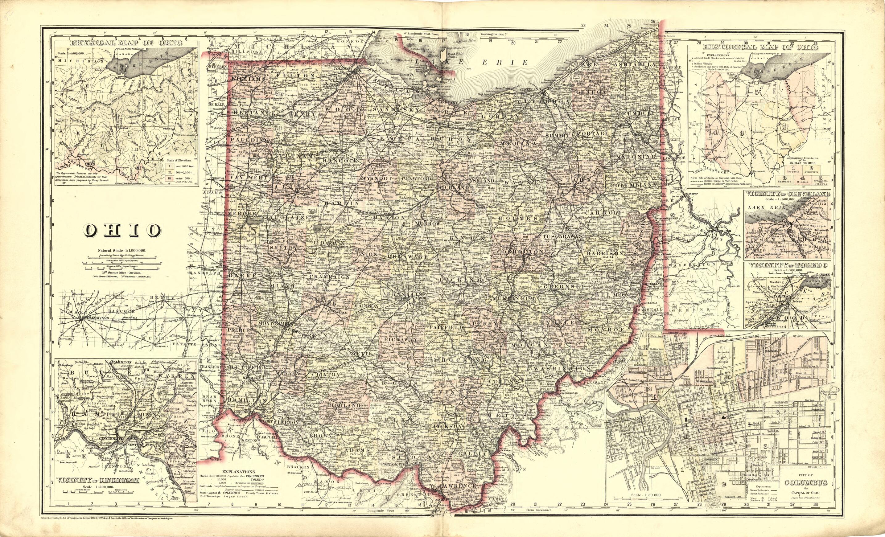 Map of Ohio With Insets of Cities from Atlas of Williams County, Ohio ...