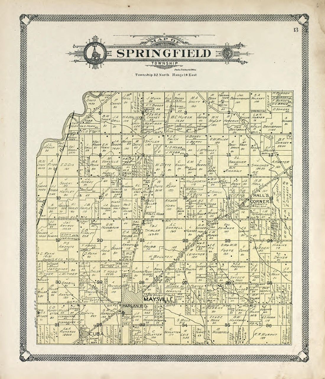 This old map of Map of Springfield Township from Plat Book of Allen County, Indiana. from 1907 was created by  Allen County Map Co in 1907
