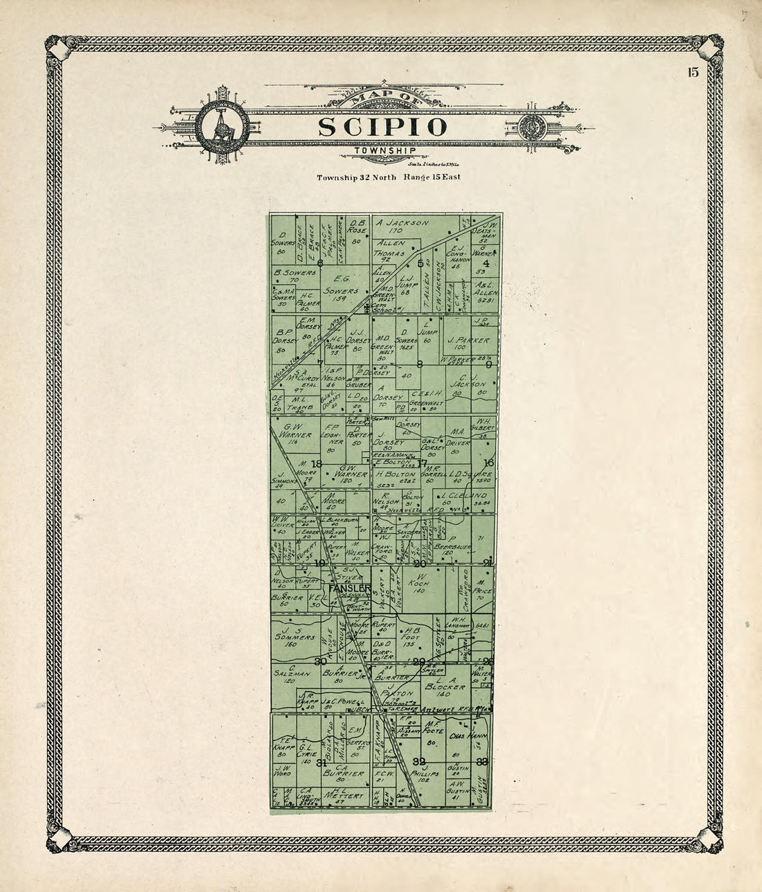 This old map of Map of Scipio Township from Plat Book of Allen County, Indiana. from 1907 was created by  Allen County Map Co in 1907