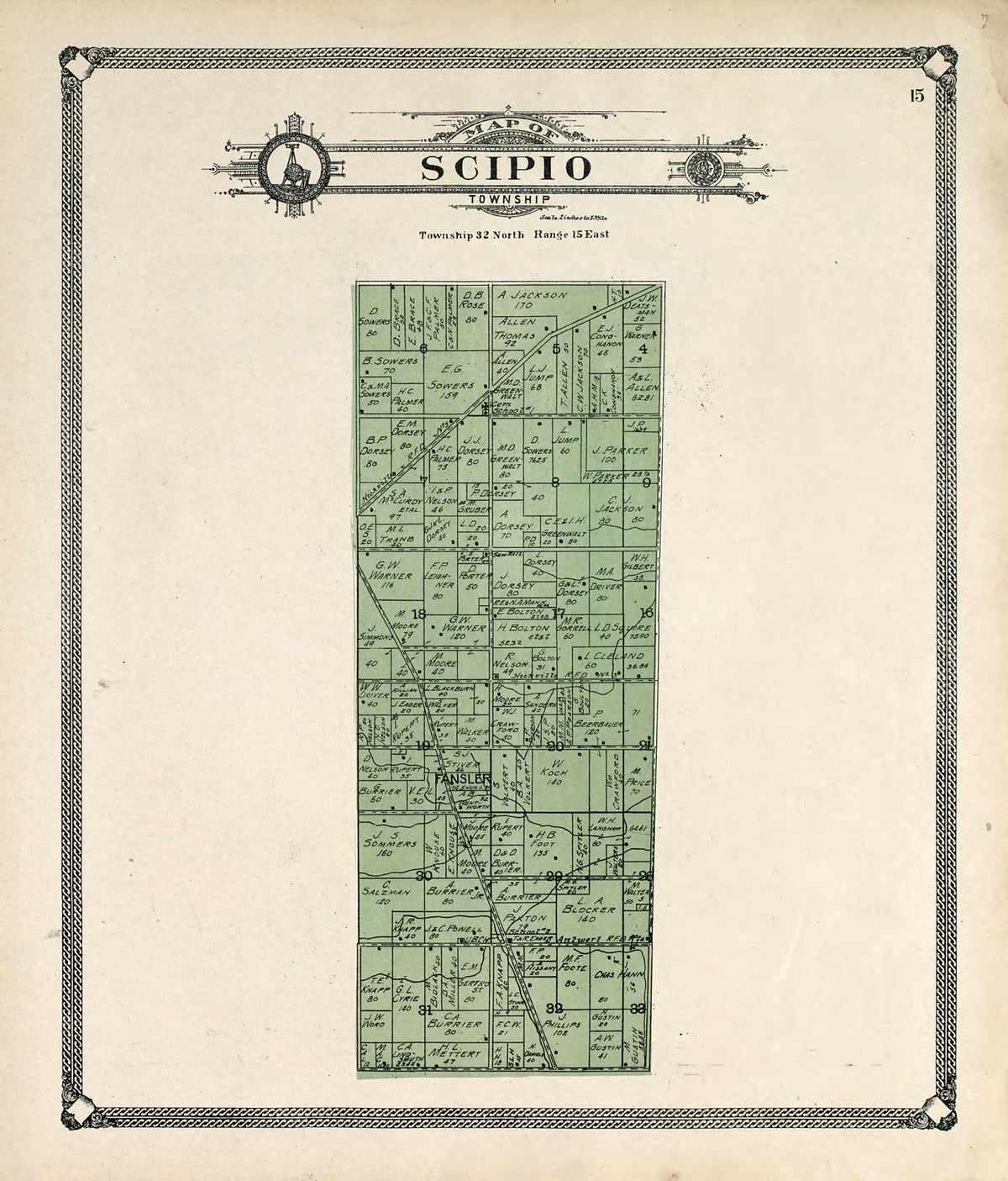 Map of Scipio Township from Plat Book of Allen County, Indiana. 1907 by Relic Map Company