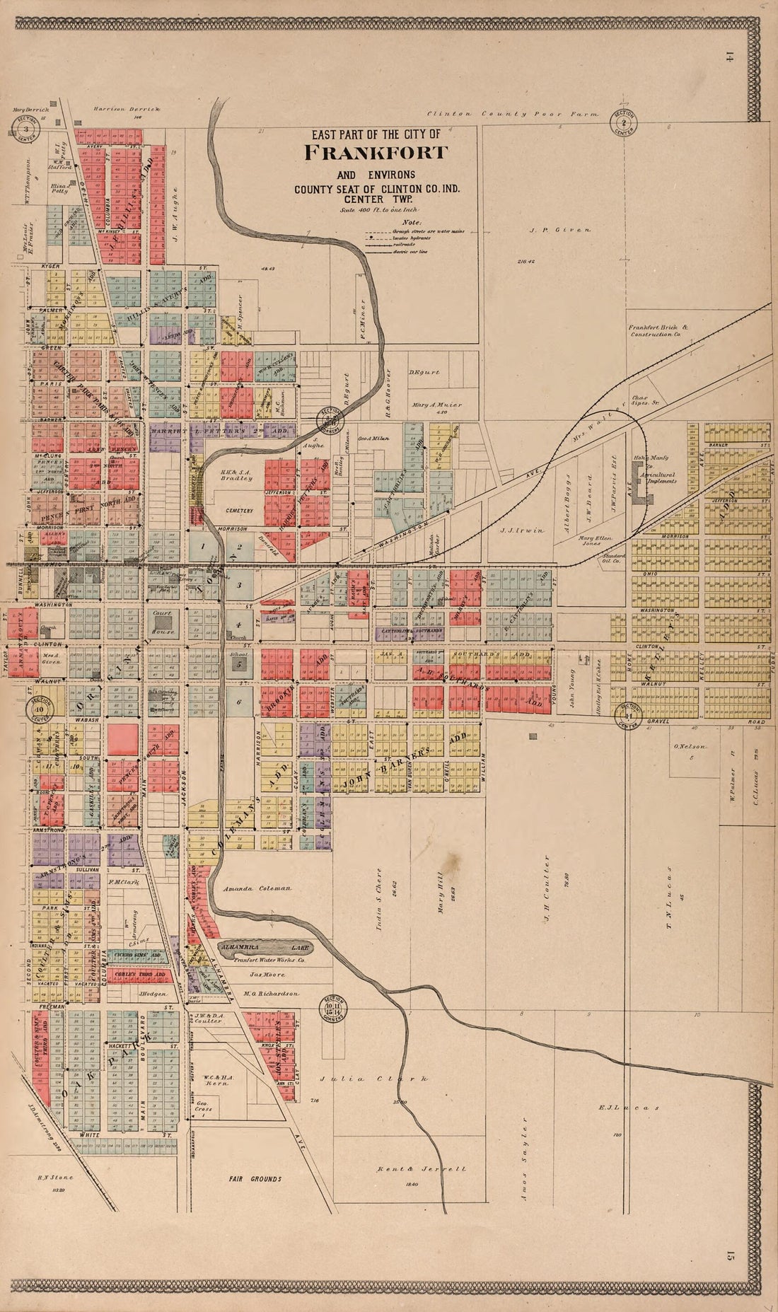 This old map of East Part of the City of Frankfort from Twentieth Century Atlas of Clinton County, Indiana from 1903 was created by  Middle-West Publishing Co in 1903