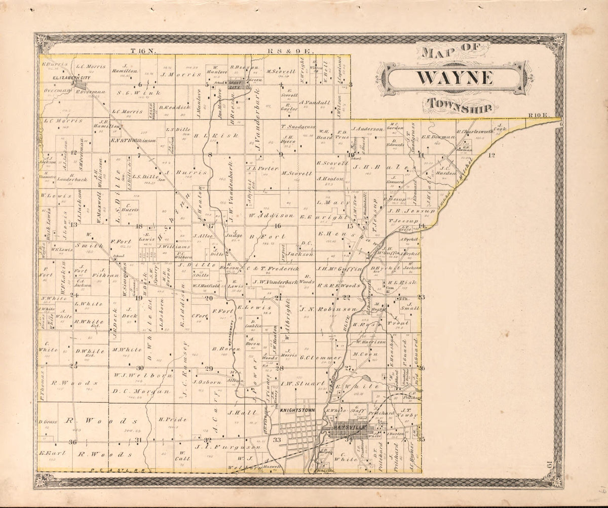 Wayne Township from Illustrated Historical Atlas of Henry County, Indiana 1875 by Relic Map Company