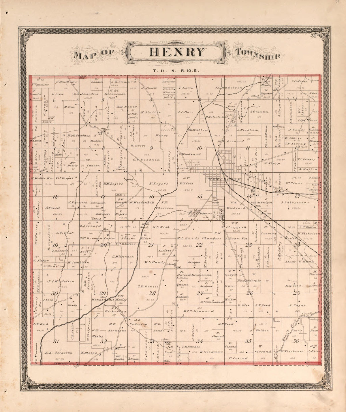 Henry Township from Illustrated Historical Atlas of Henry County, Indiana 1875 by Relic Map Company