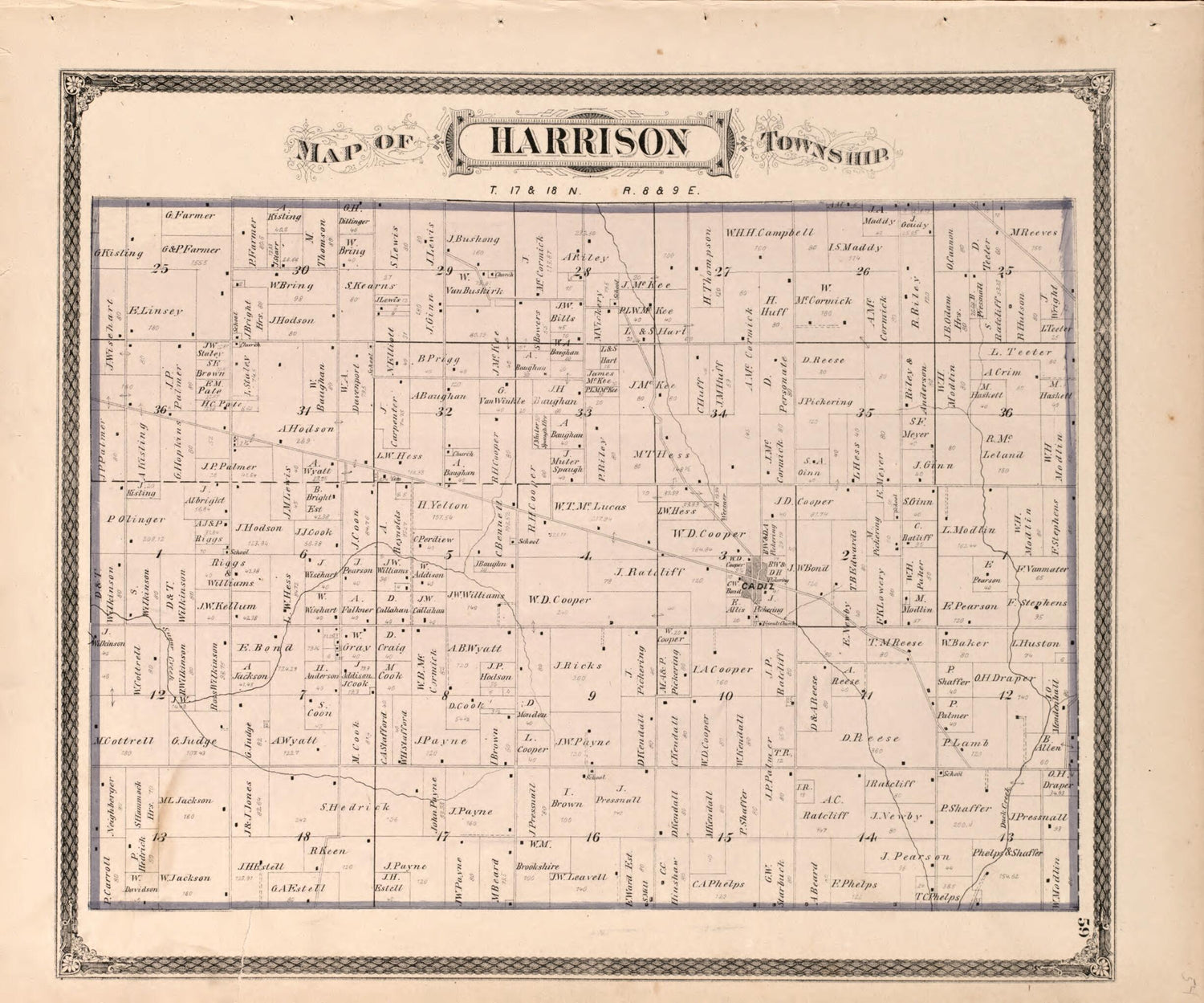 This old map of Harrison Township from Illustrated Historical Atlas of Henry County, Indiana from 1875 was created by Belden &amp; Company Higgins in 1875