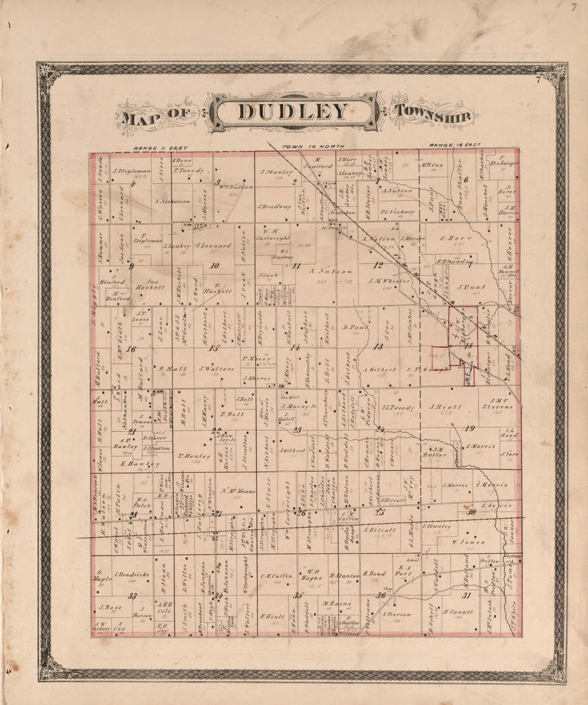 Dudley Township from Illustrated Historical Atlas of Henry County, Indiana 1875 by Relic Map Company