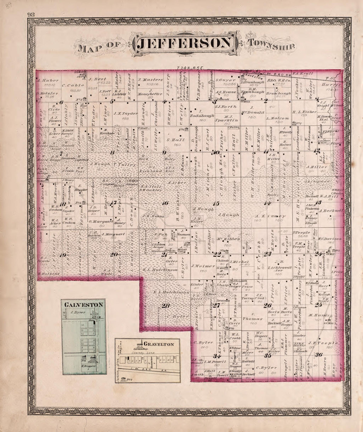 Jefferson Township from New Historical Atlas of Kosciusko Co., Indiana : 1879 by Relic Map Company