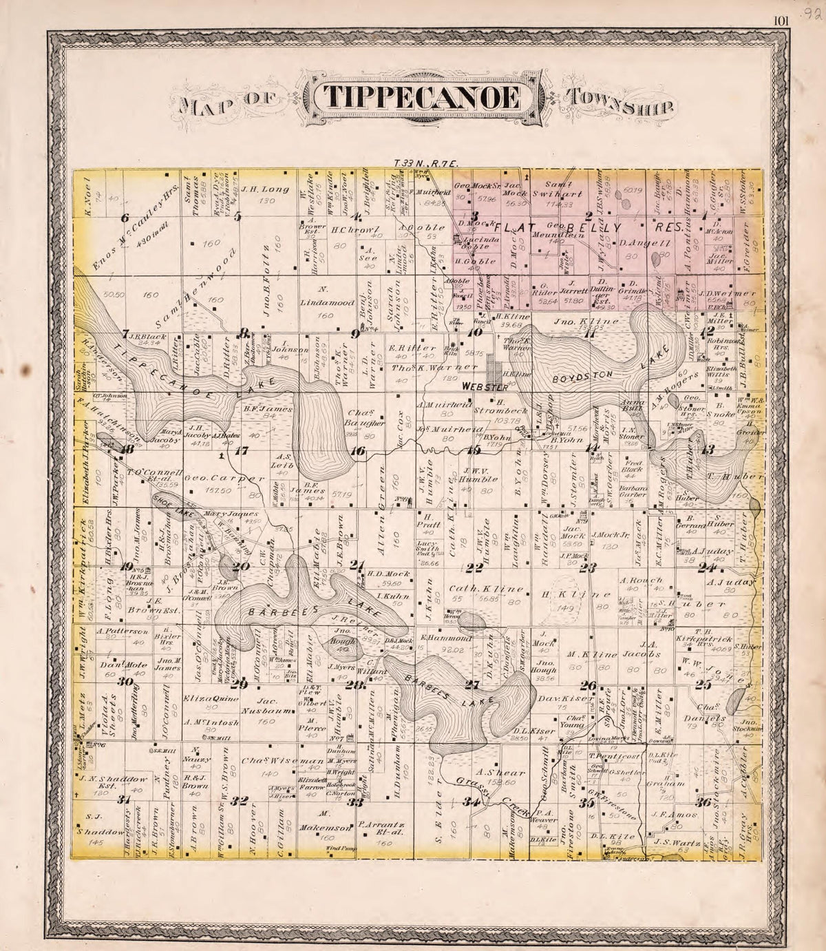 Tippecanoe Township from New Historical Atlas of Kosciusko Co., Indiana : 1879 by Relic Map Company