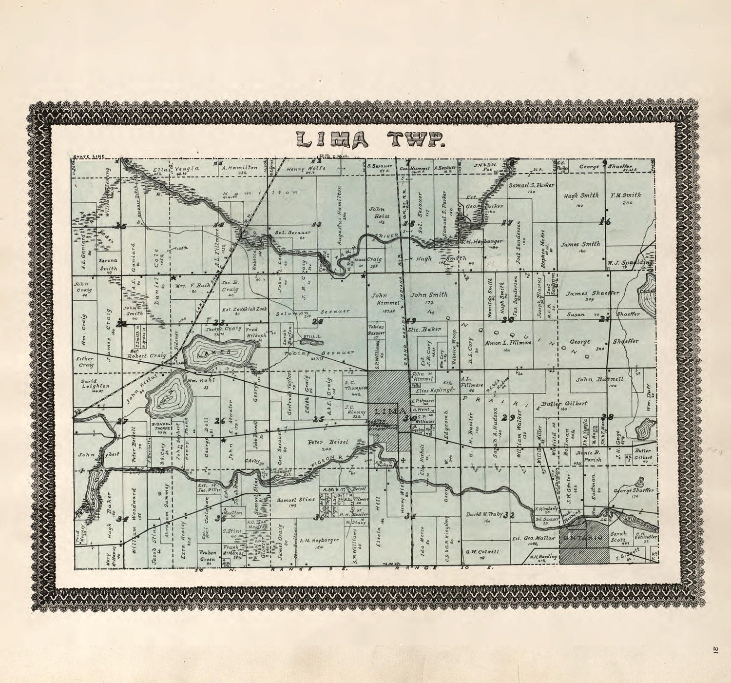 This old map of Lima Township from Illustrated Atlas and Columbian Souvenir of La Grange County, Indiana from 1893 was created by  Lagrange Publishing Company in 1893