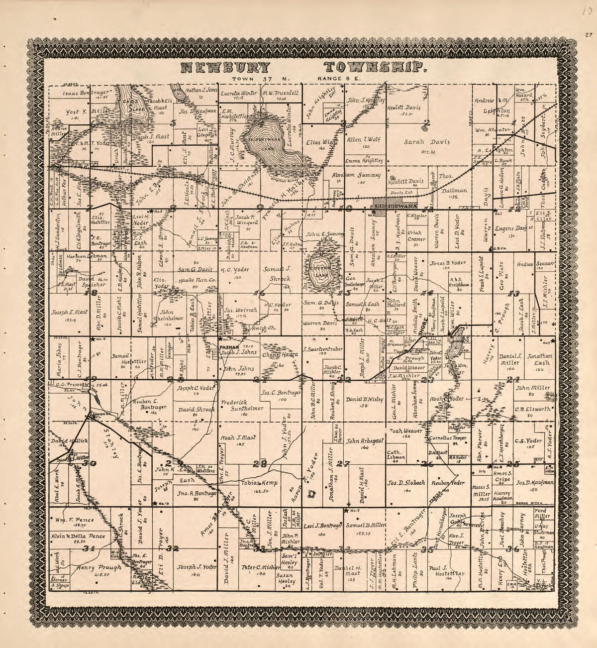 Newbury Township from Illustrated Atlas and Columbian Souvenir of La Grange County, Indiana 1893 by Relic Map Company