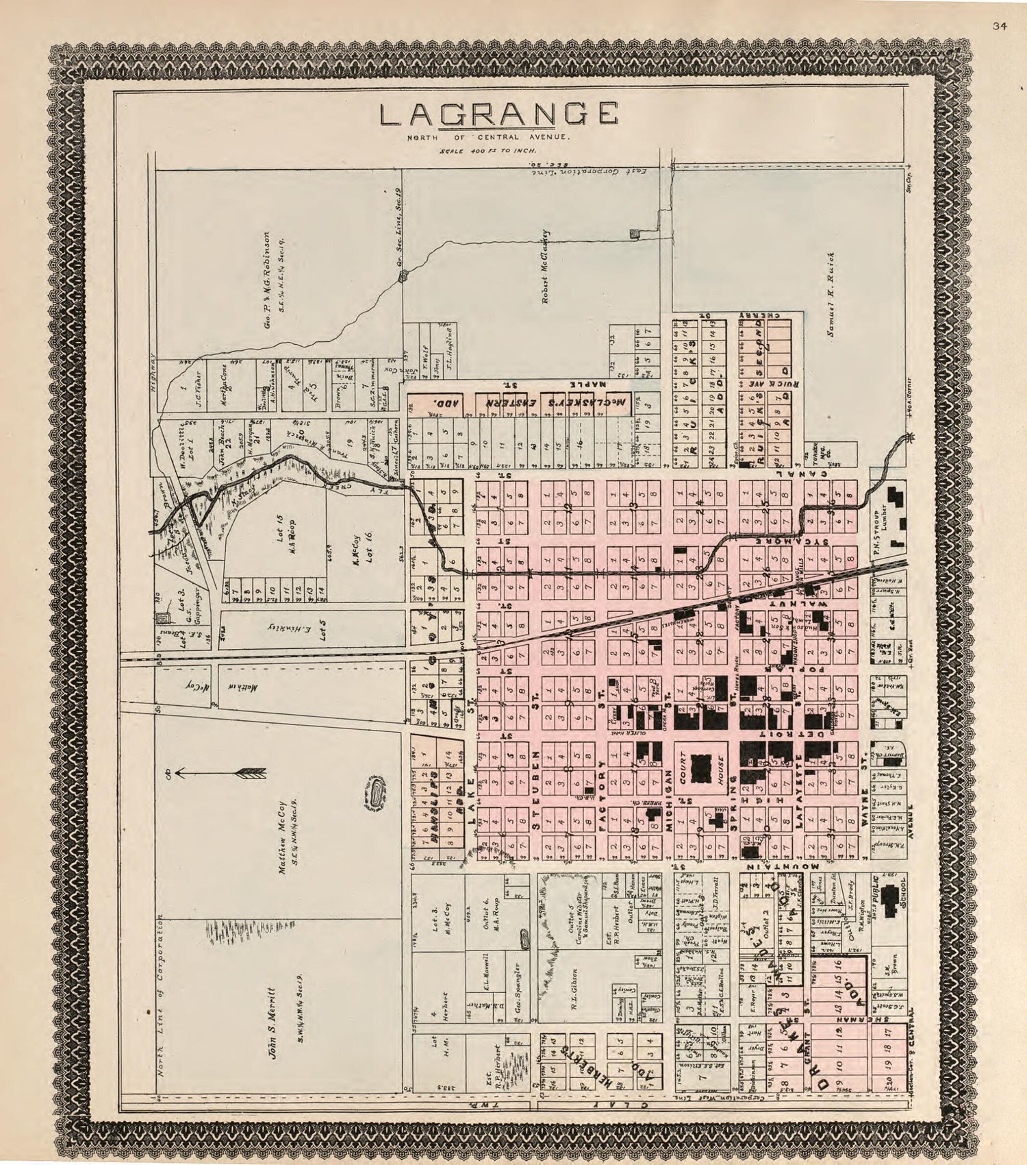 This old map of LaGrange from Illustrated Atlas and Columbian Souvenir of La Grange County, Indiana from 1893 was created by  Lagrange Publishing Company in 1893