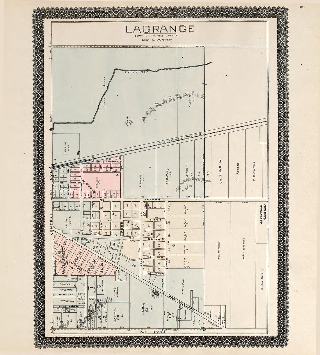 This old map of LaGrange from Illustrated Atlas and Columbian Souvenir of La Grange County, Indiana from 1893 was created by  Lagrange Publishing Company in 1893