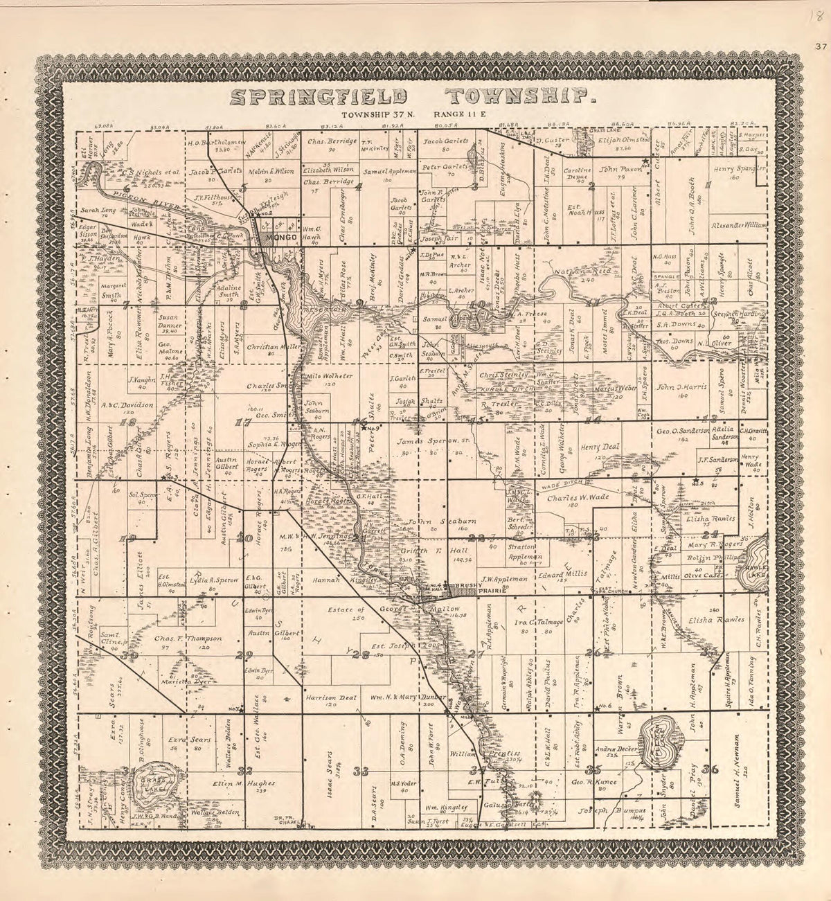 Springfield Township from Illustrated Atlas and Columbian Souvenir of La Grange County, Indiana 1893 by Relic Map Company