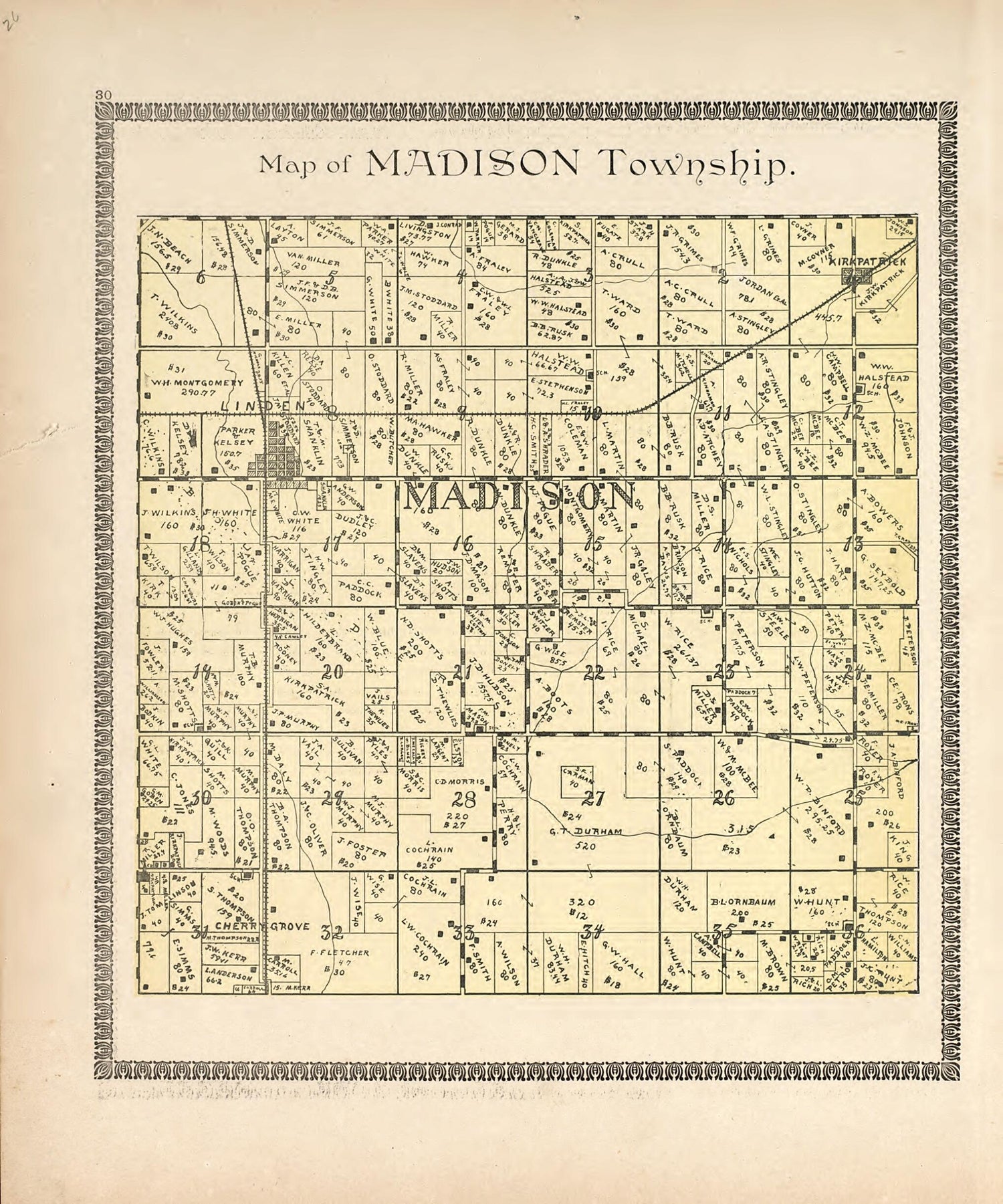 This old map of Map of Madison Township from Illustrated Atlas of Montgomery County, Indiana from 1898 was created by F. Hoffman in 1898