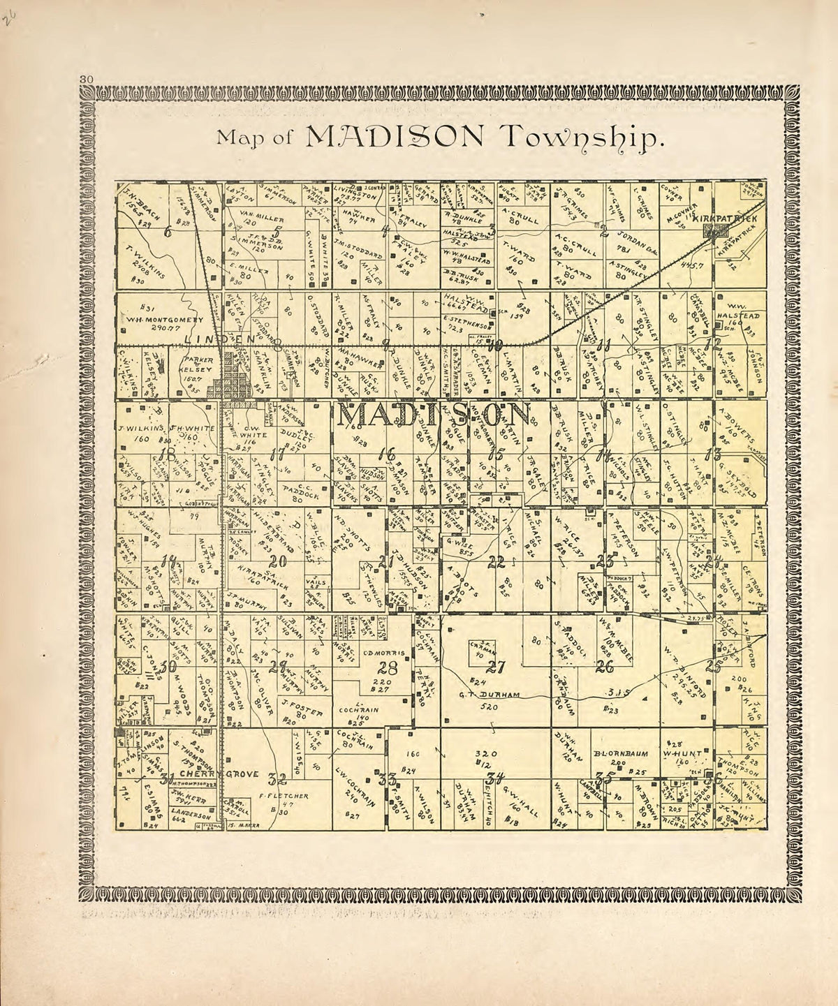 Map of Madison Township from Illustrated Atlas of Montgomery County, Indiana 1898 by Relic Map Company