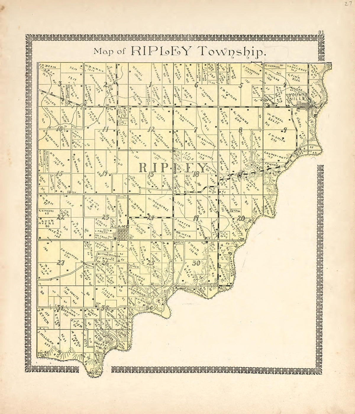 Map of Ripley Township from Illustrated Atlas of Montgomery County, Indiana 1898 by Relic Map Company
