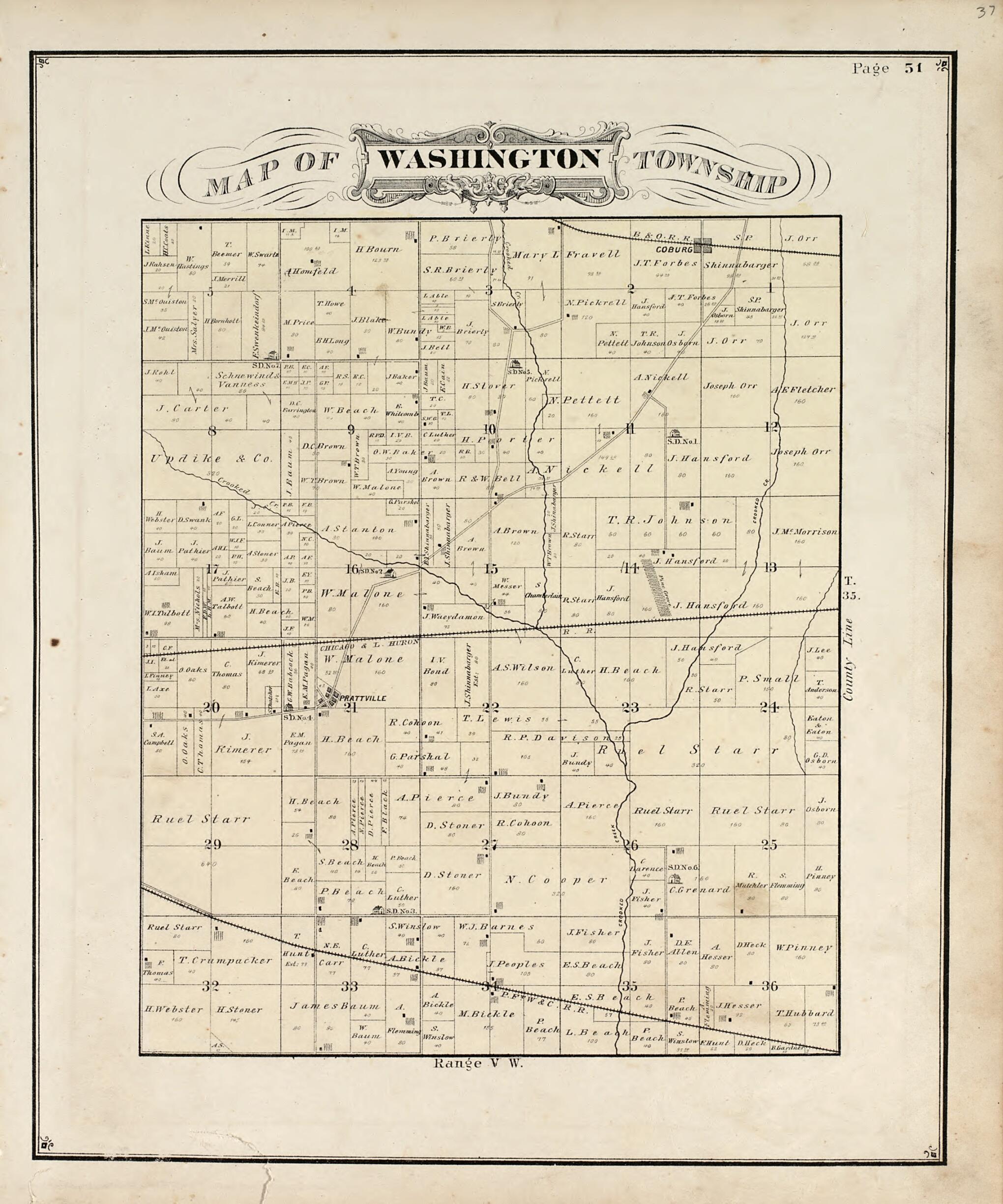 This old map of Map of Washington Township from Hardesty&
