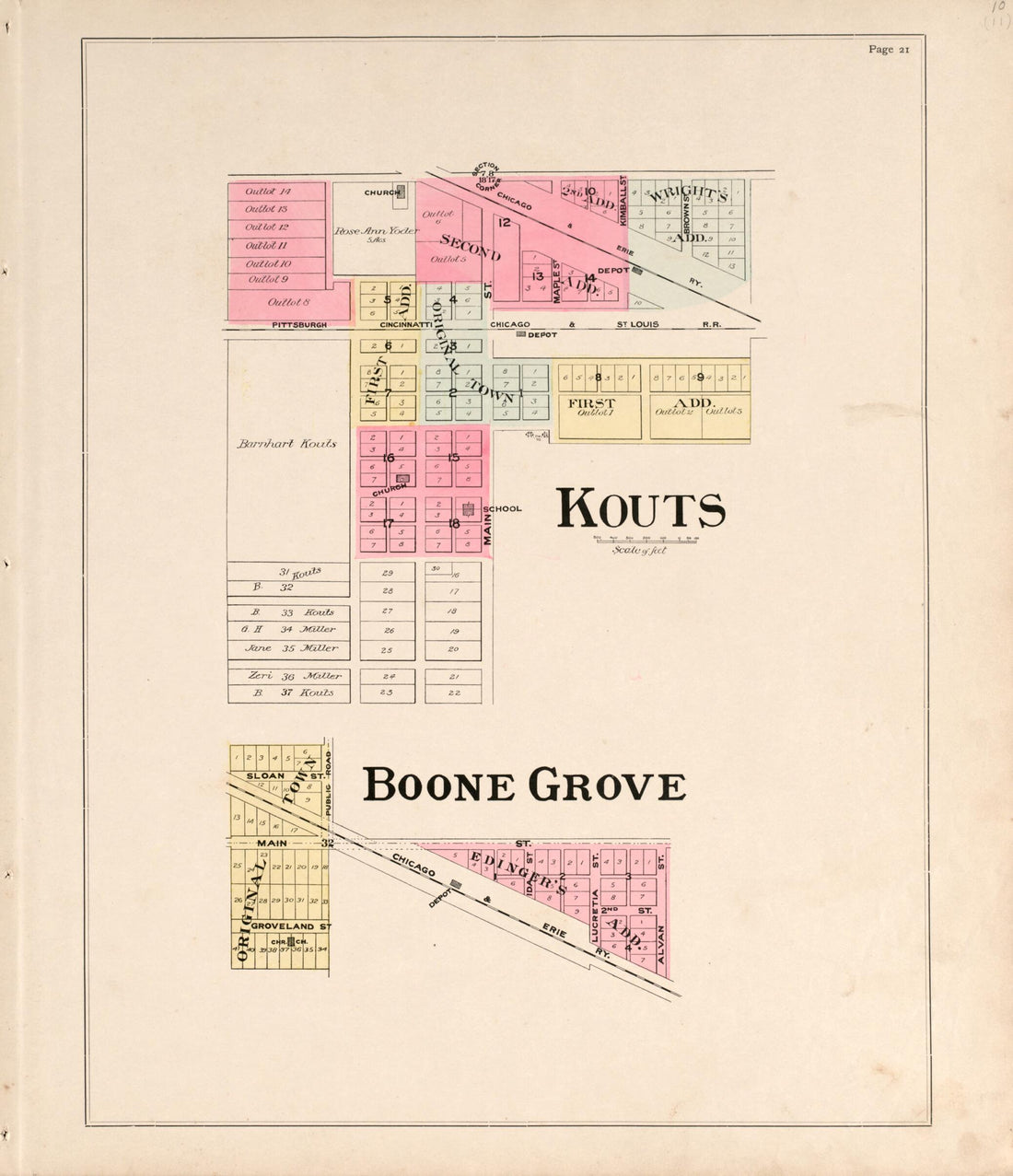 This old map of Kouts and Boone Grove from Atlas of Porter County, Indiana : from 1895 was created by  Lee and Lee in 1895