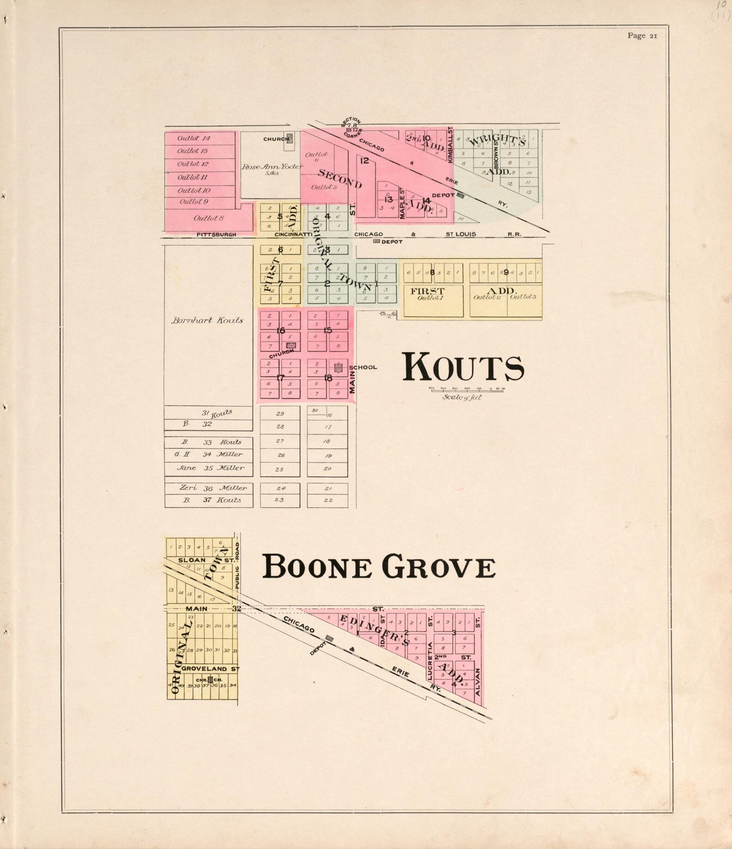 This old map of Kouts and Boone Grove from Atlas of Porter County, Indiana : from 1895 was created by  Lee and Lee in 1895