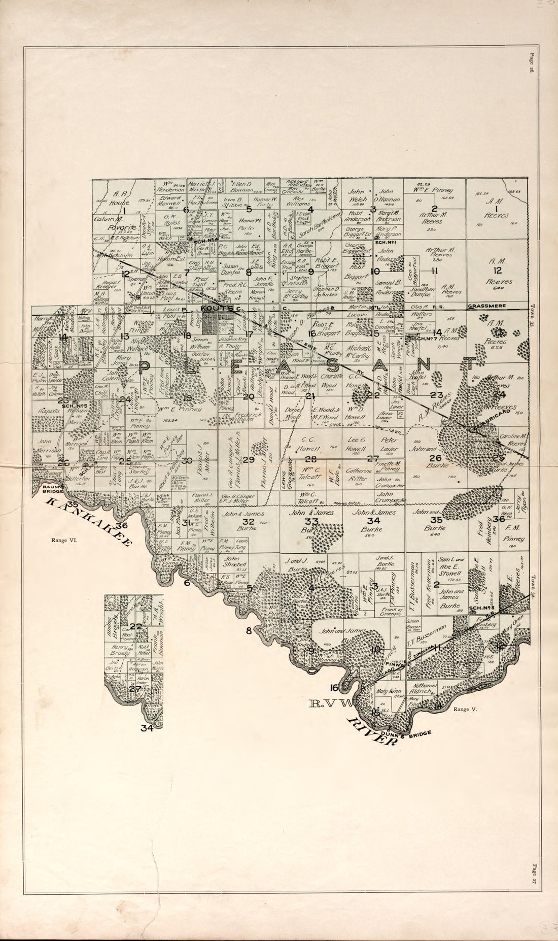 This old map of Pleasant County from Atlas of Porter County, Indiana : from 1895 was created by  Lee and Lee in 1895