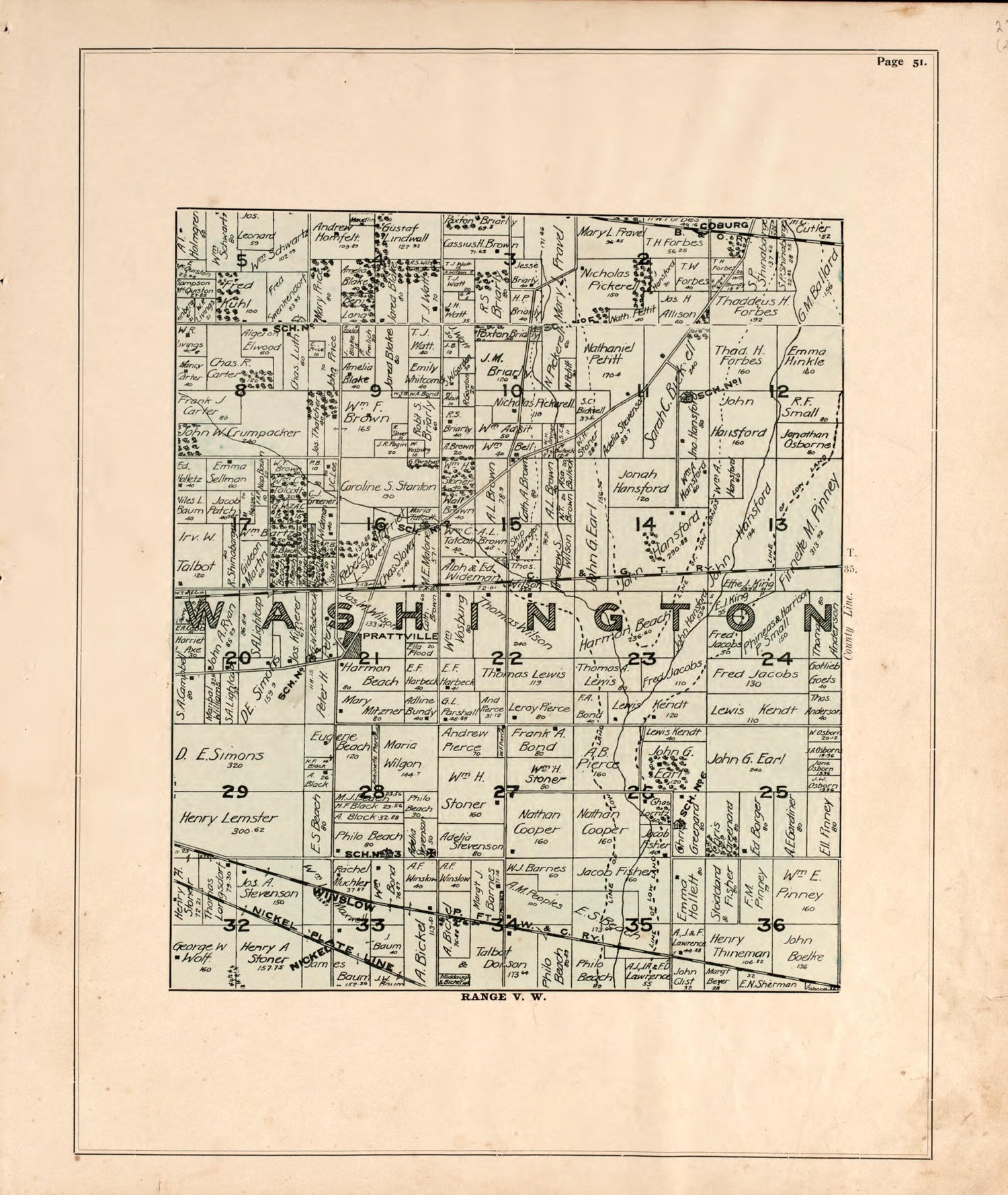 This old map of Washington from Atlas of Porter County, Indiana : from 1895 was created by  Lee and Lee in 1895