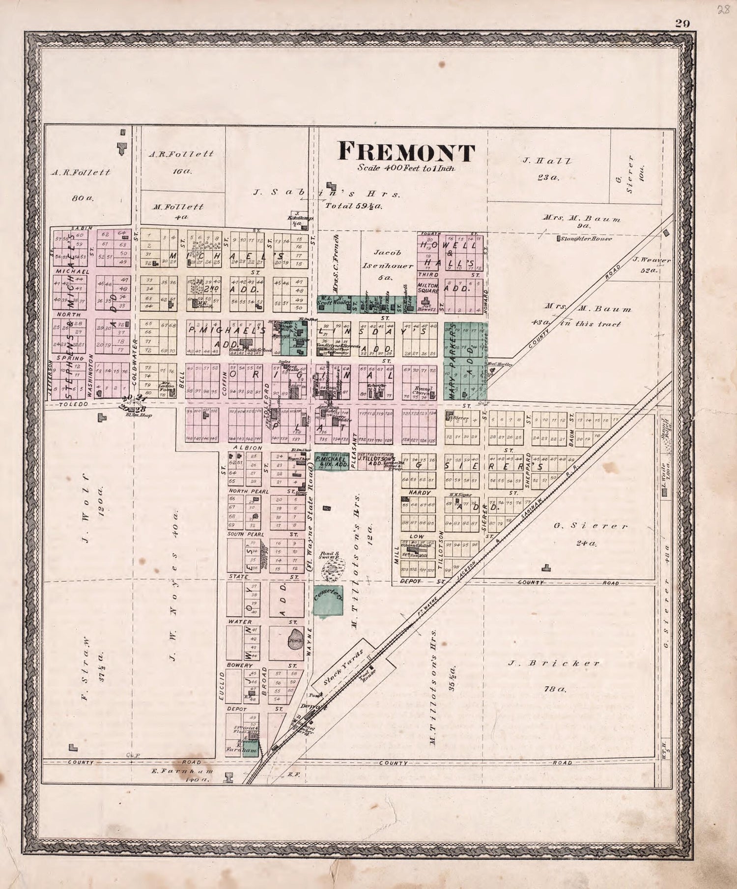 This old map of Fremont from Illustrated Historical Atlas of Steuben County, Indiana from 1880 was created by  J.H. Beers &amp; Co in 1880