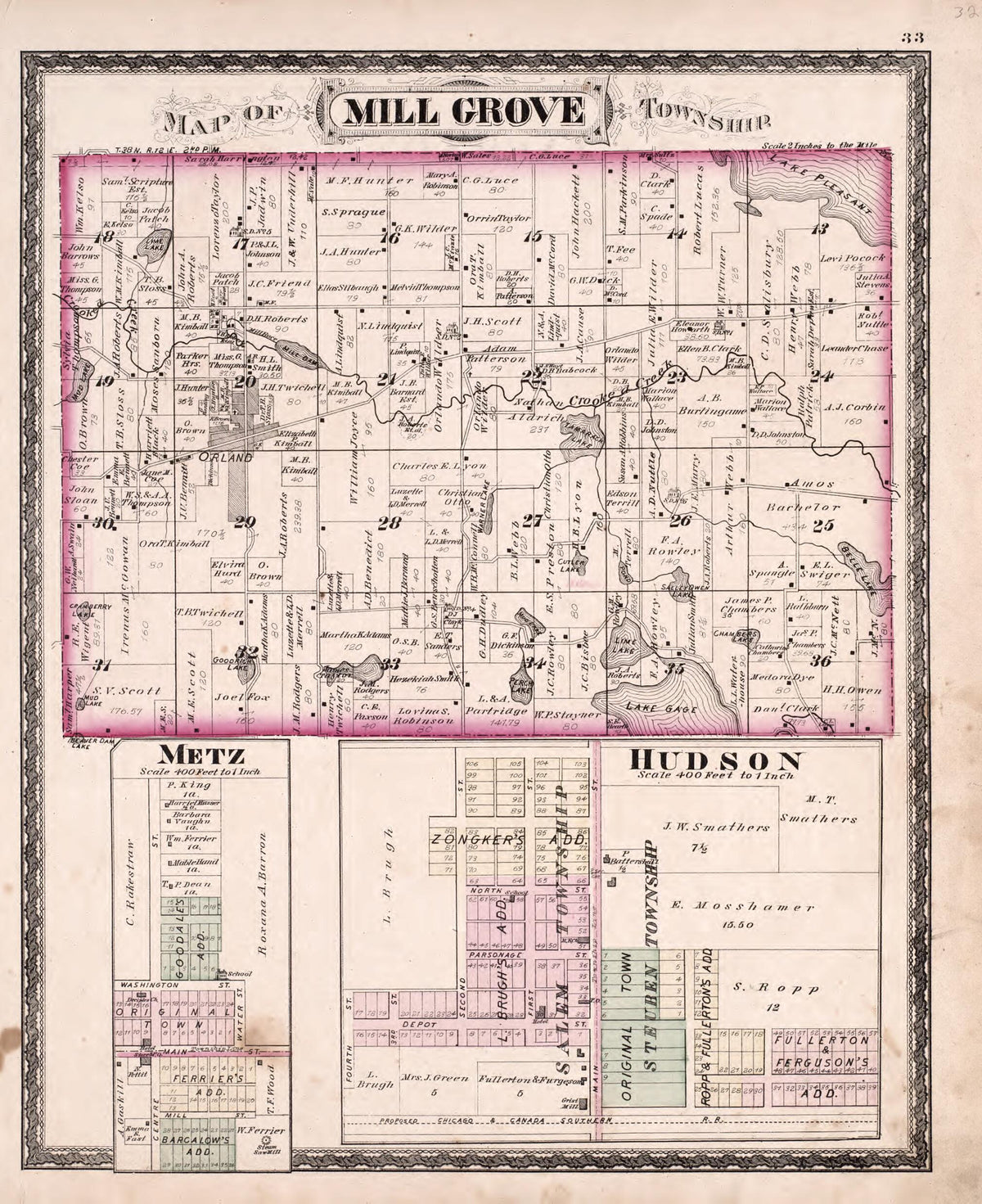 Mill Grove Township from Illustrated Historical Atlas of Steuben County, Indiana 1880 by Relic Map Company