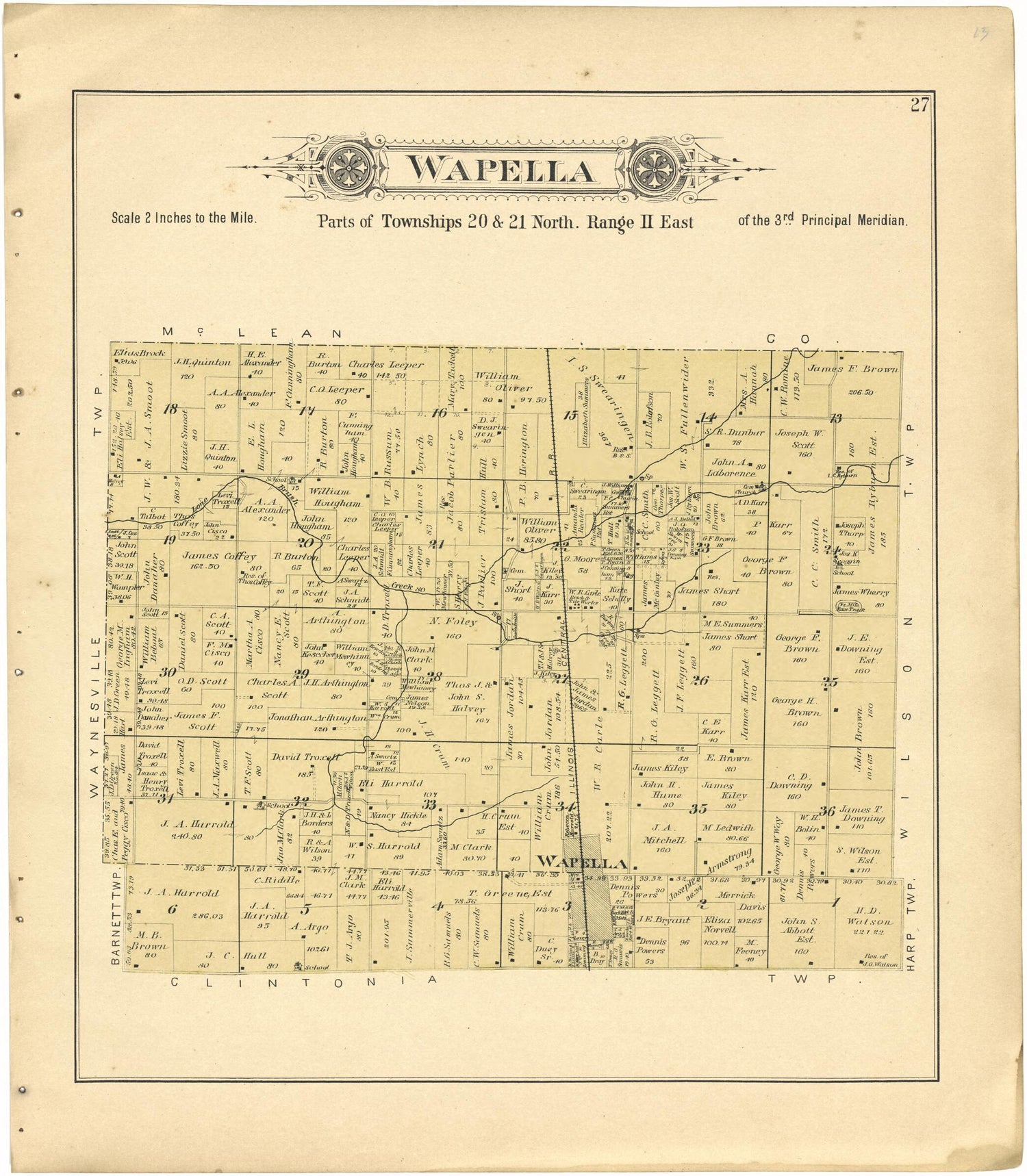 This old map of Wapella from Plat Book of De Witt County, Illinois from 1894 was created by  Geo. A. Ogle &amp; Co in 1894