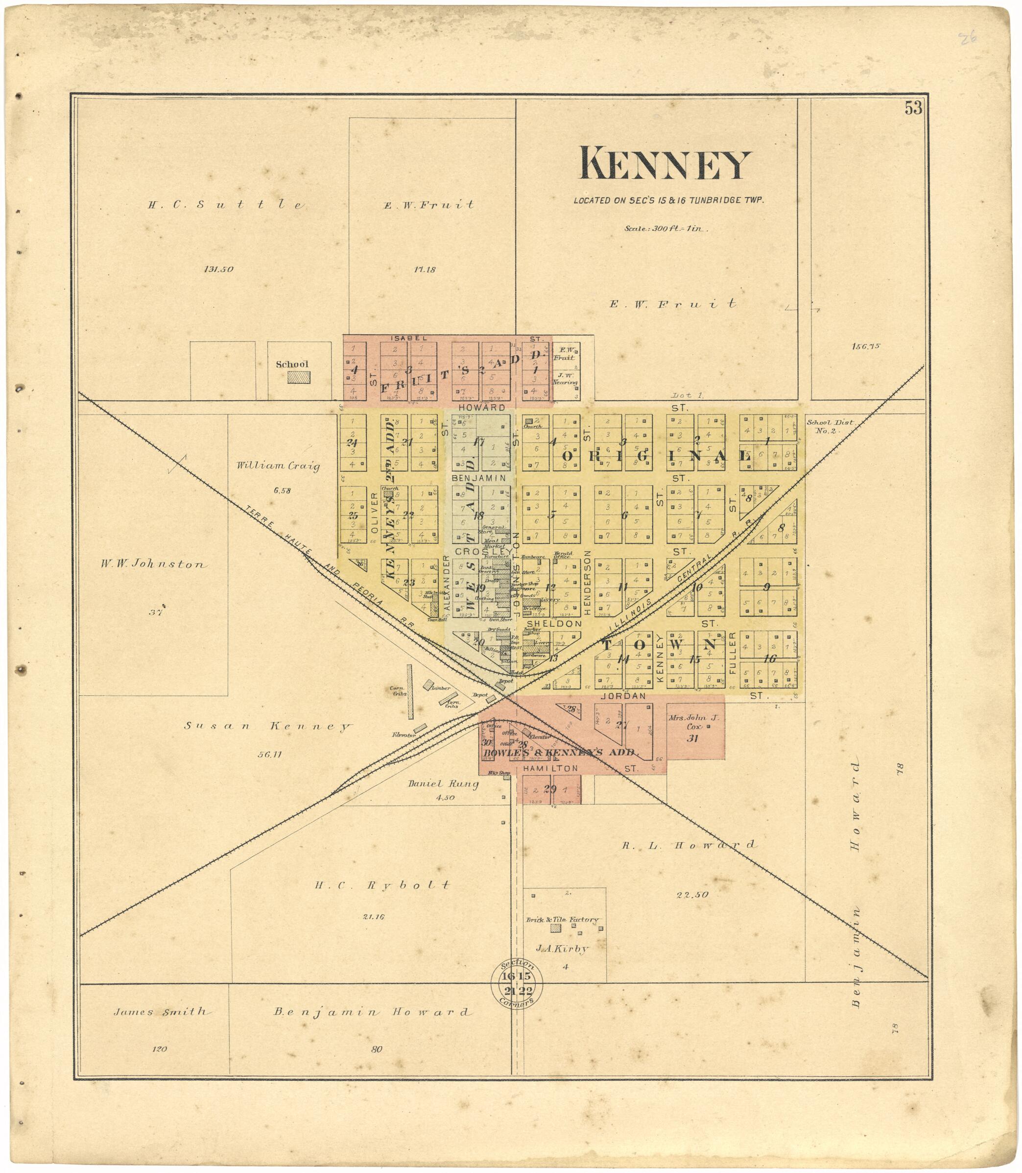 This old map of Kenney from Plat Book of De Witt County, Illinois from 1894 was created by  Geo. A. Ogle &amp; Co in 1894