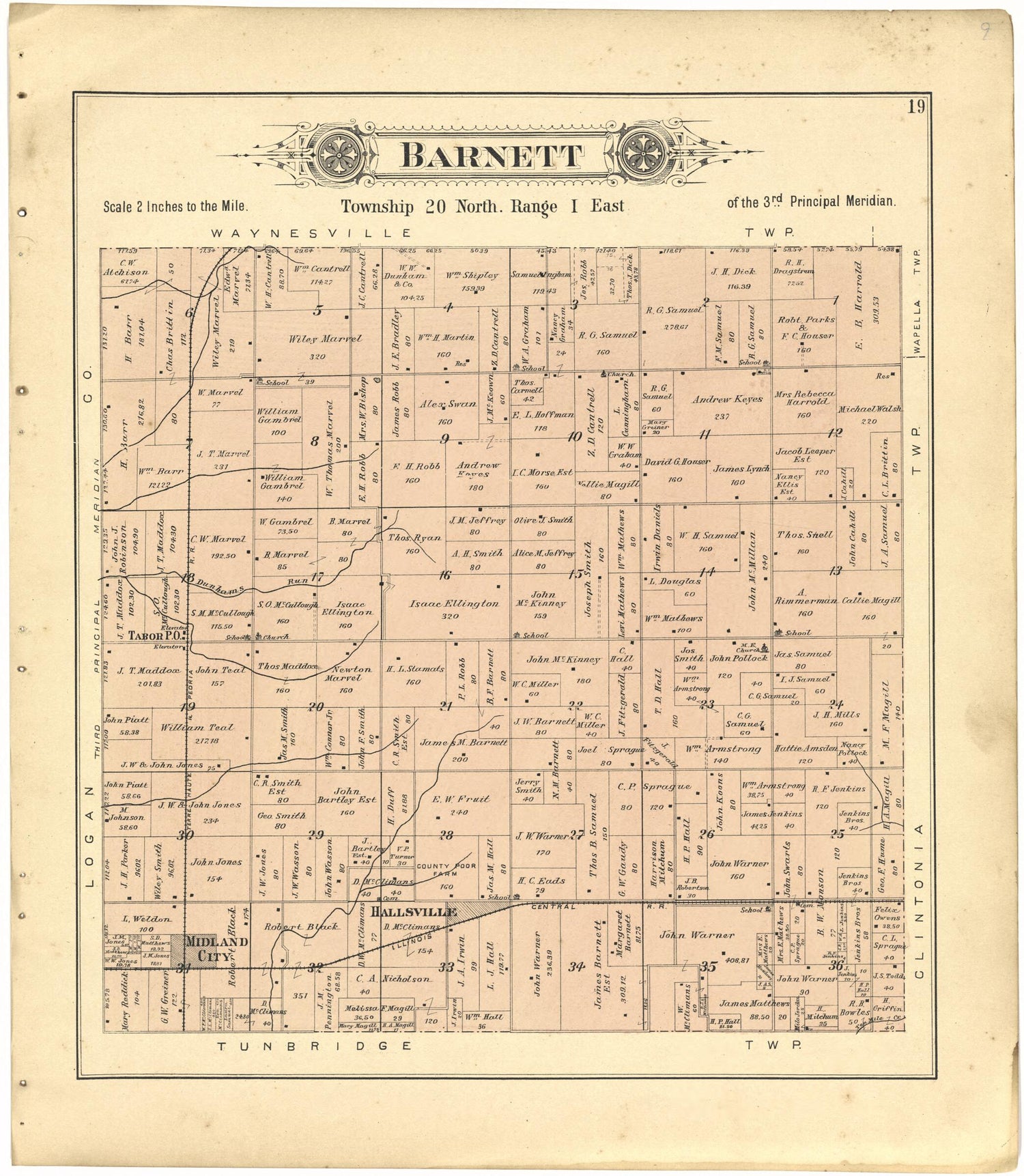 This old map of Barnett from Plat Book of De Witt County, Illinois from 1894 was created by  Geo. A. Ogle &amp; Co in 1894