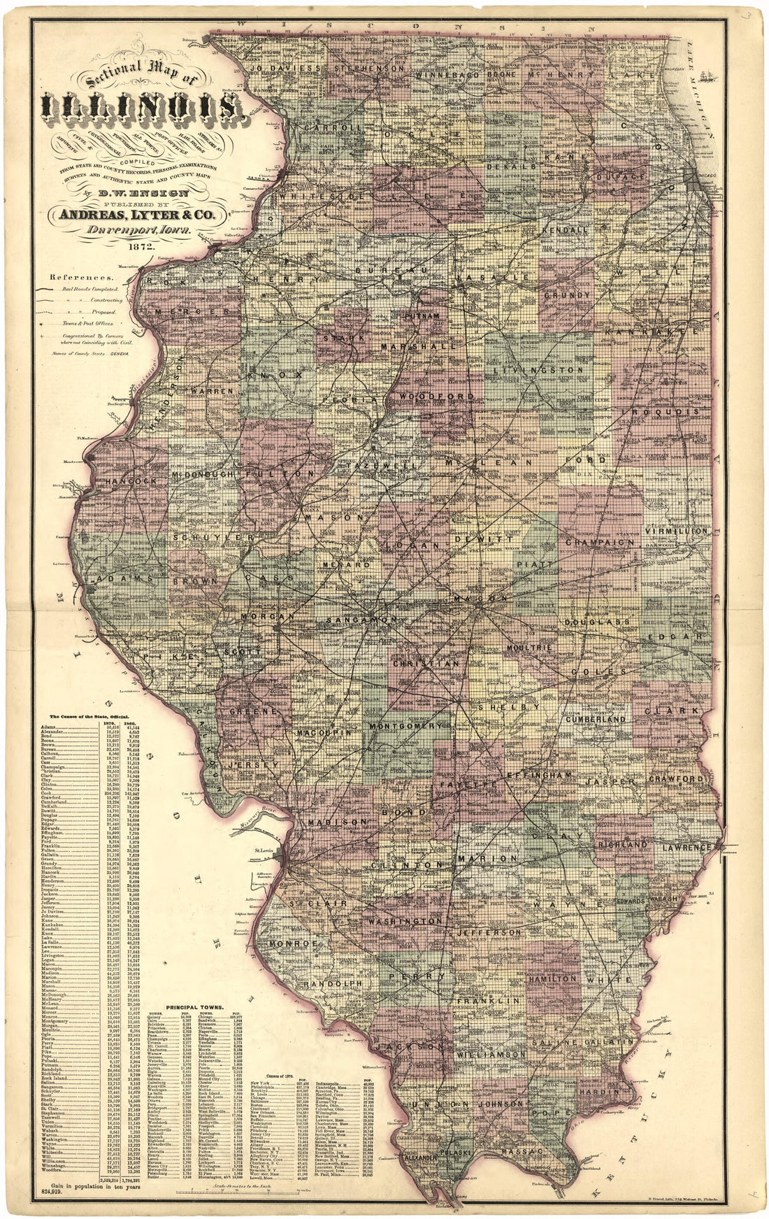 This old map of Sectional Map of Illinois from Atlas Map of Greene County, Illinois from 1873 was created by Lyter &amp; Co Andreas in 1873