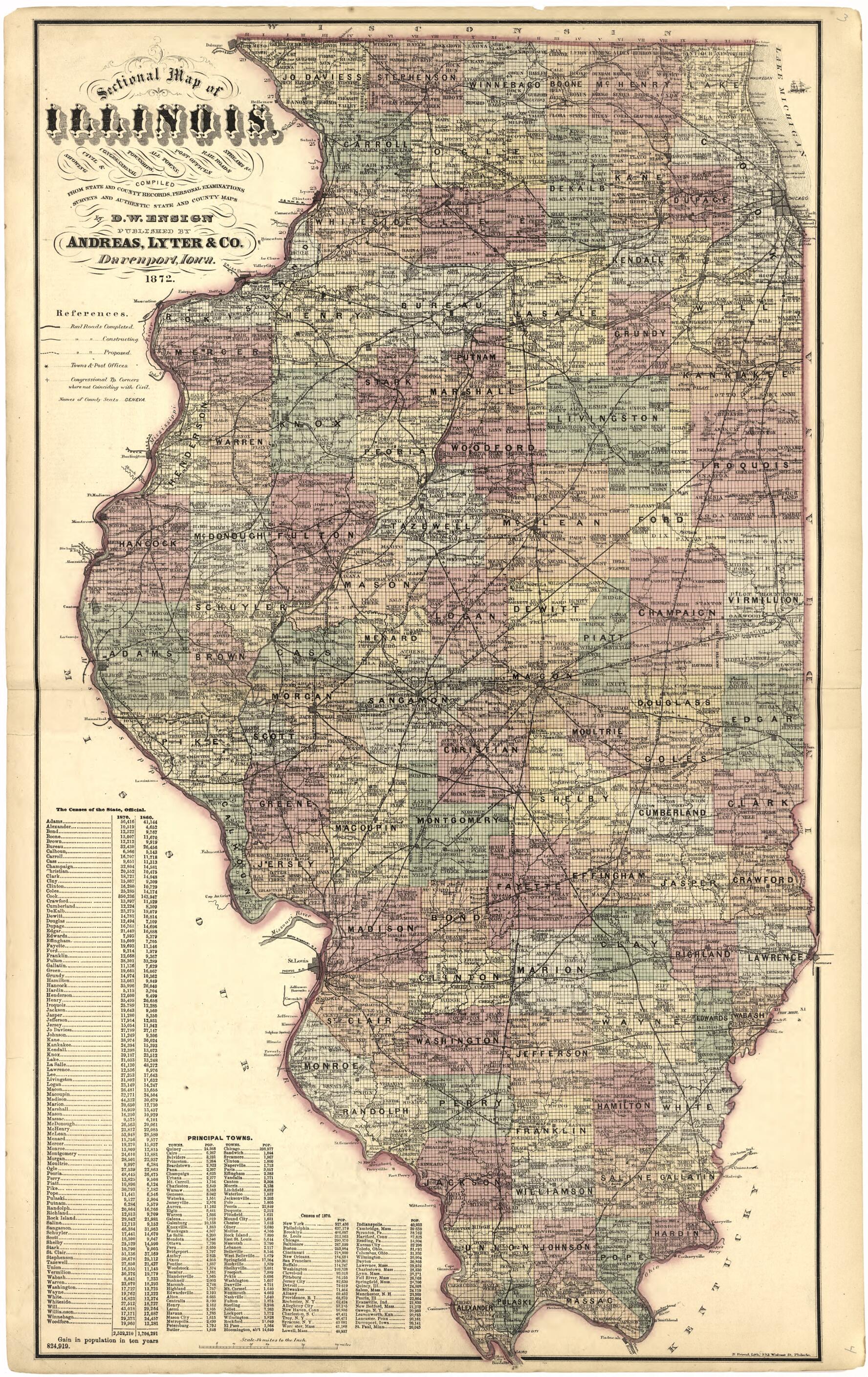 This old map of Sectional Map of Illinois from Atlas Map of Greene County, Illinois from 1873 was created by Lyter &amp; Co Andreas in 1873