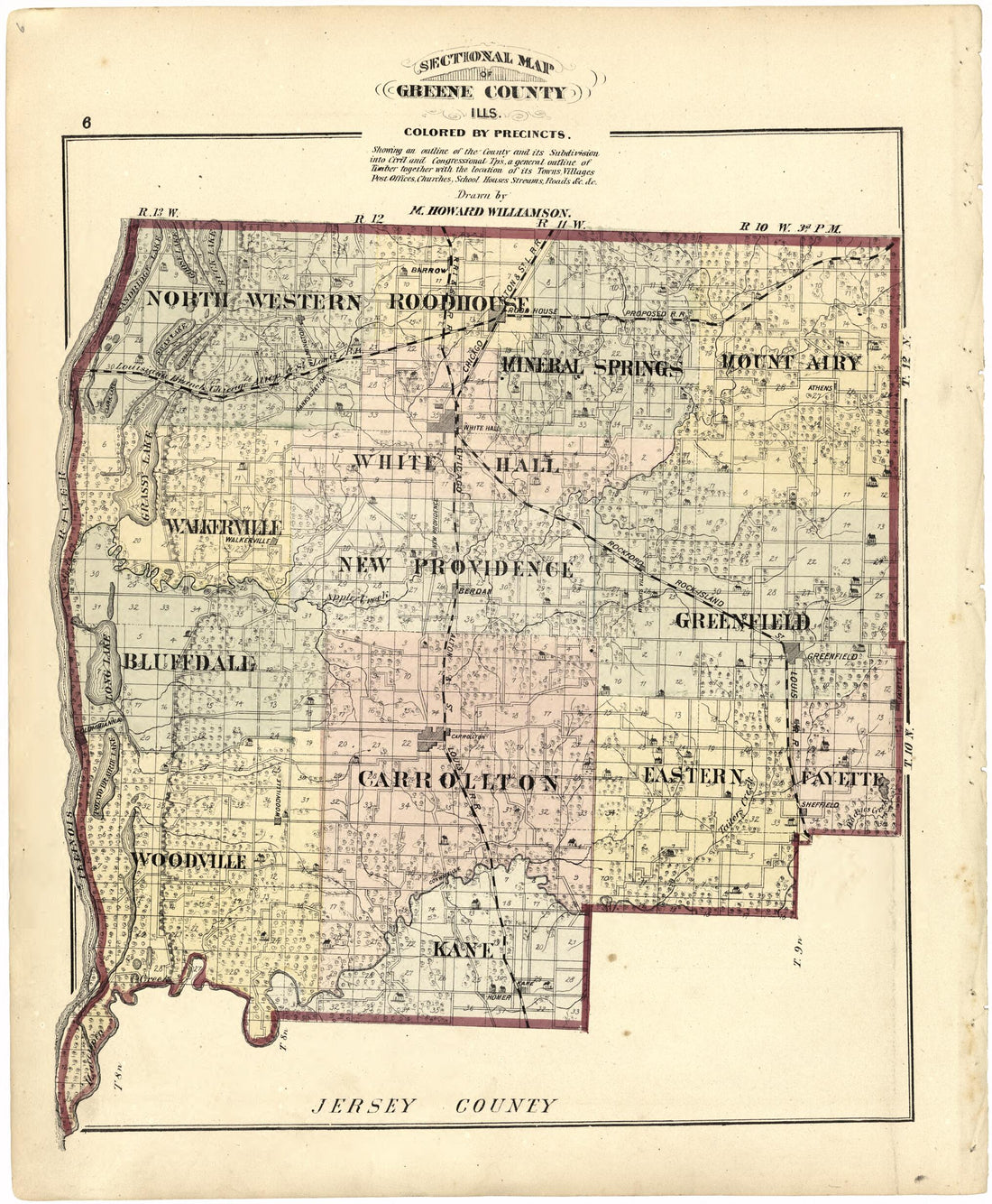 This old map of Sectional Map of Greene County, Ills. from Atlas Map of Greene County, Illinois from 1873 was created by Lyter &amp; Co Andreas in 1873